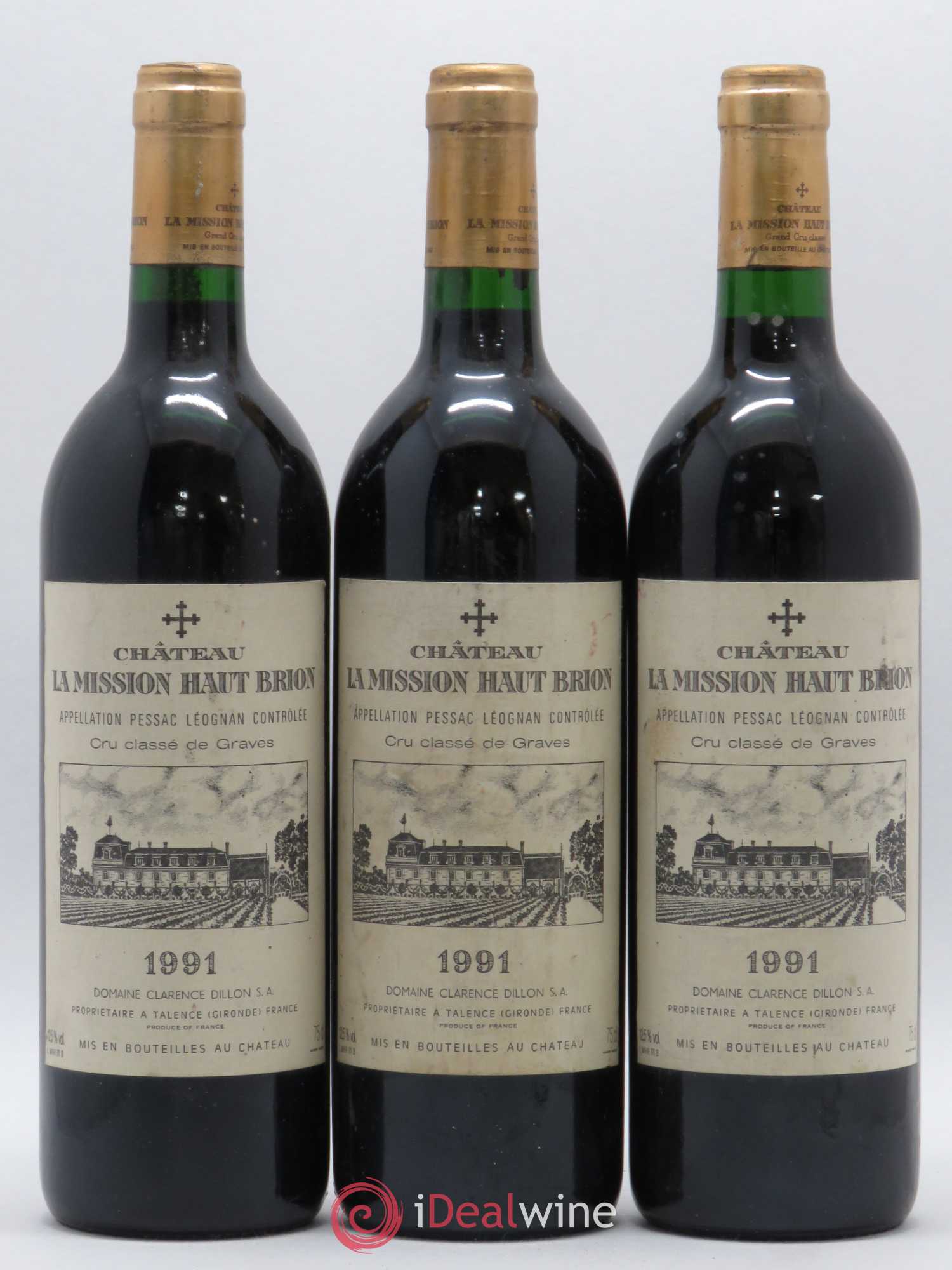 Château la Mission Haut-Brion Cru Classé de Graves 1991 - Lot de 3 bouteilles - 0