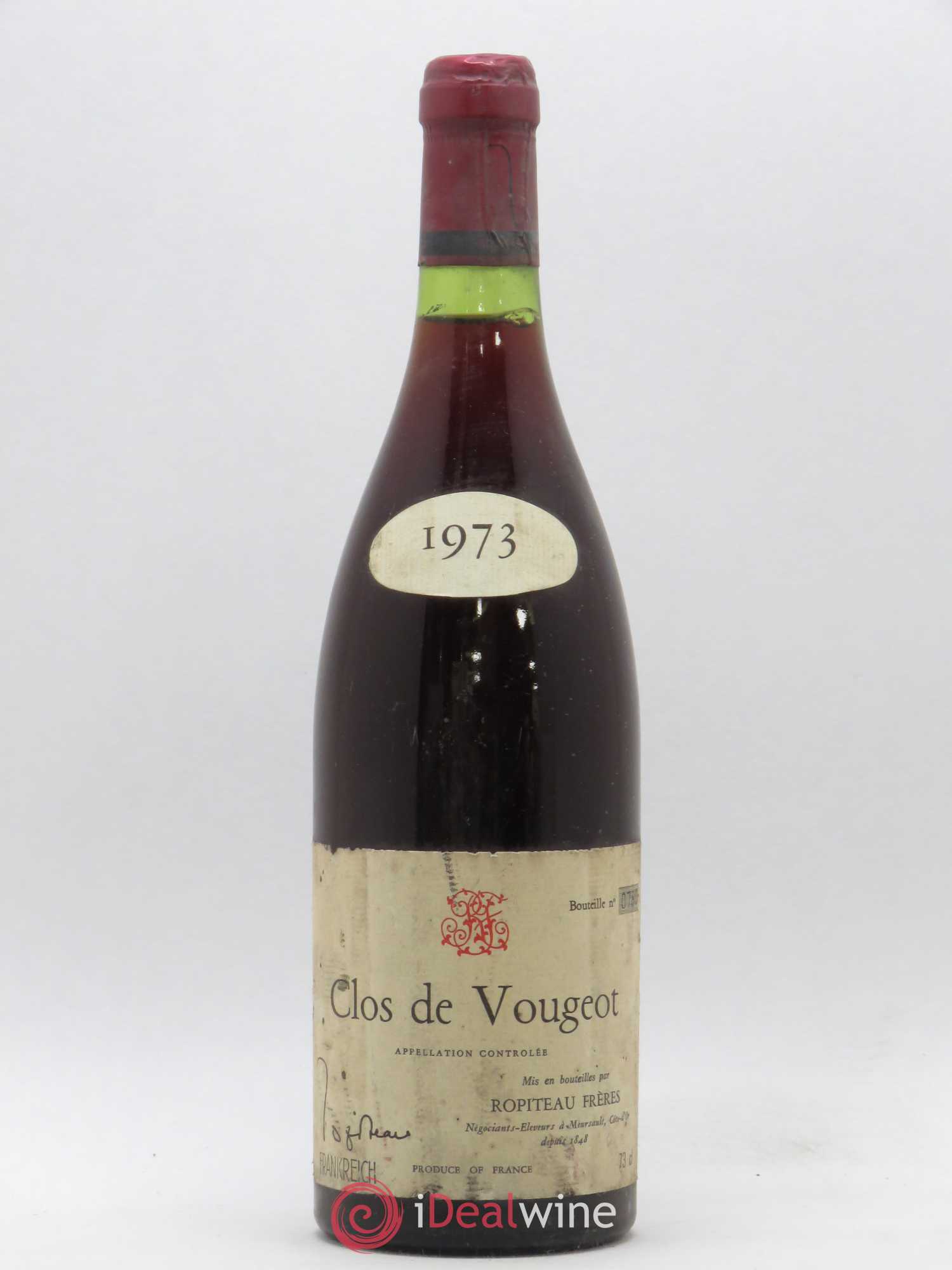 Clos de Vougeot Grand Cru Ropiteau Frères 1973 - Lot de 1 bouteille - 0