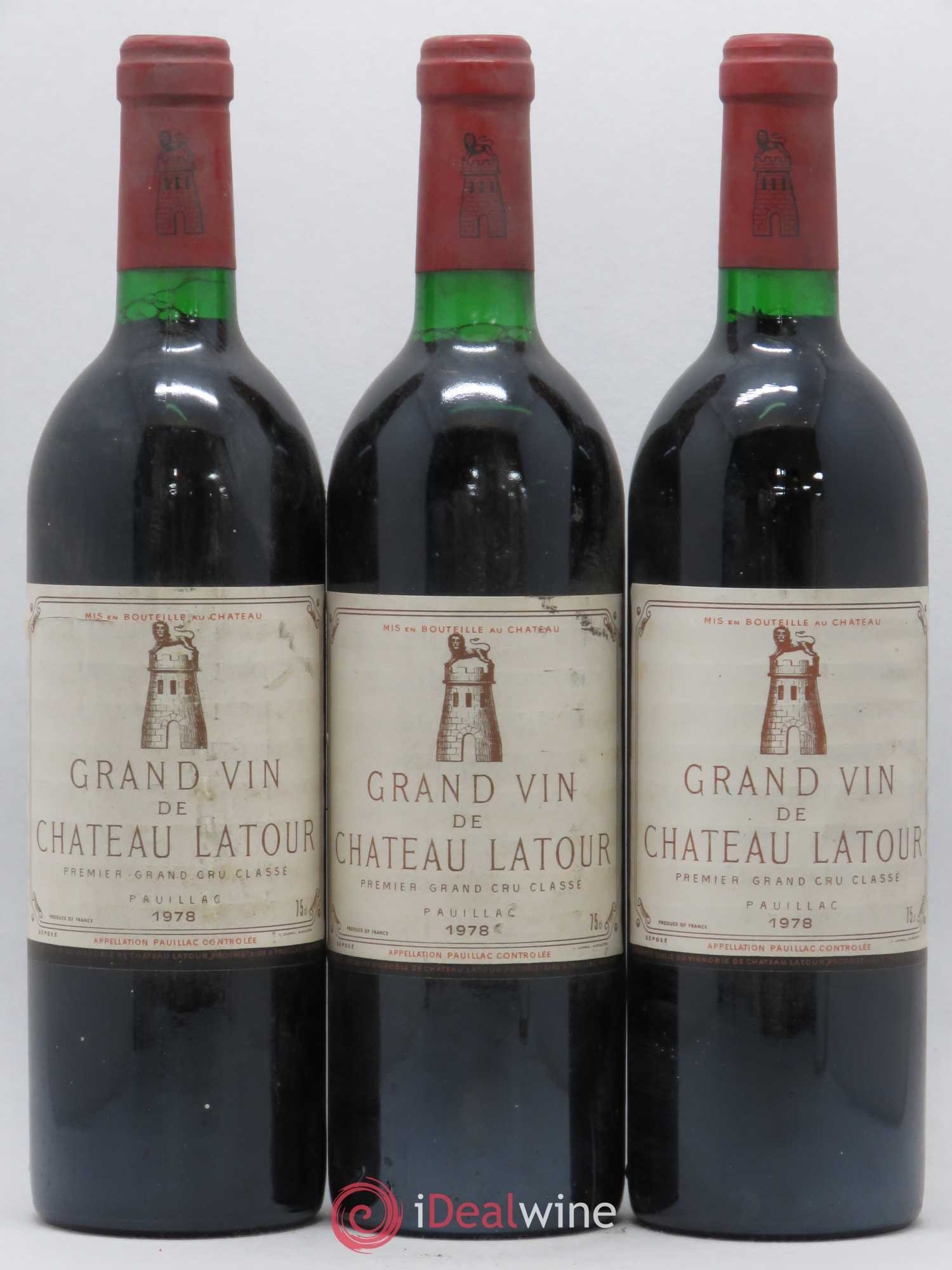 Château Latour 1er Grand Cru Classé 1978 - Lot de 3 bouteilles - 0