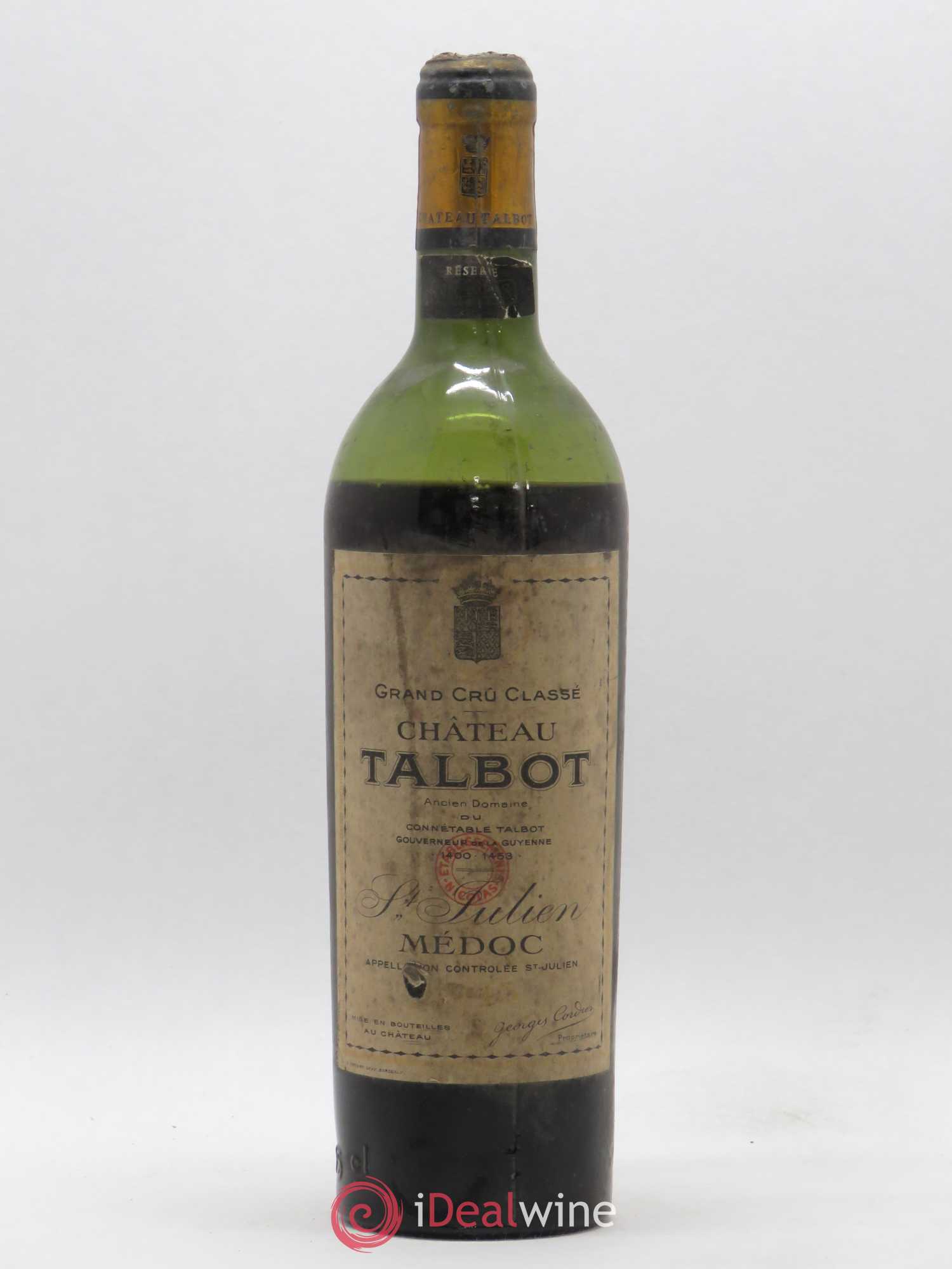 Château Talbot 4ème Grand Cru Classé 1945 - Lot de 1 bouteille - 0