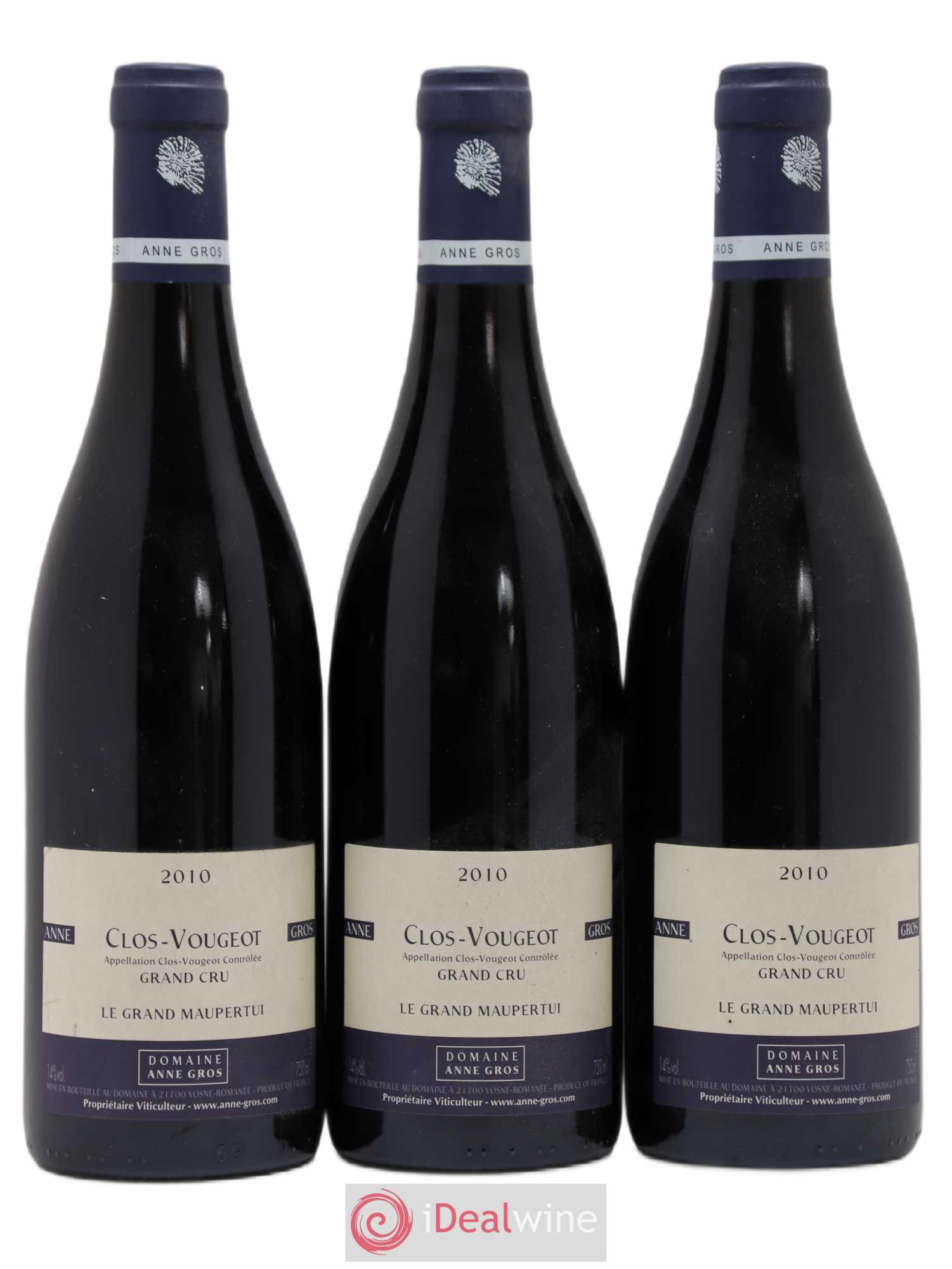 Clos de Vougeot Grand Cru Le Grand Maupertui Anne Gros 2010 - Lot de 3 bouteilles - 0