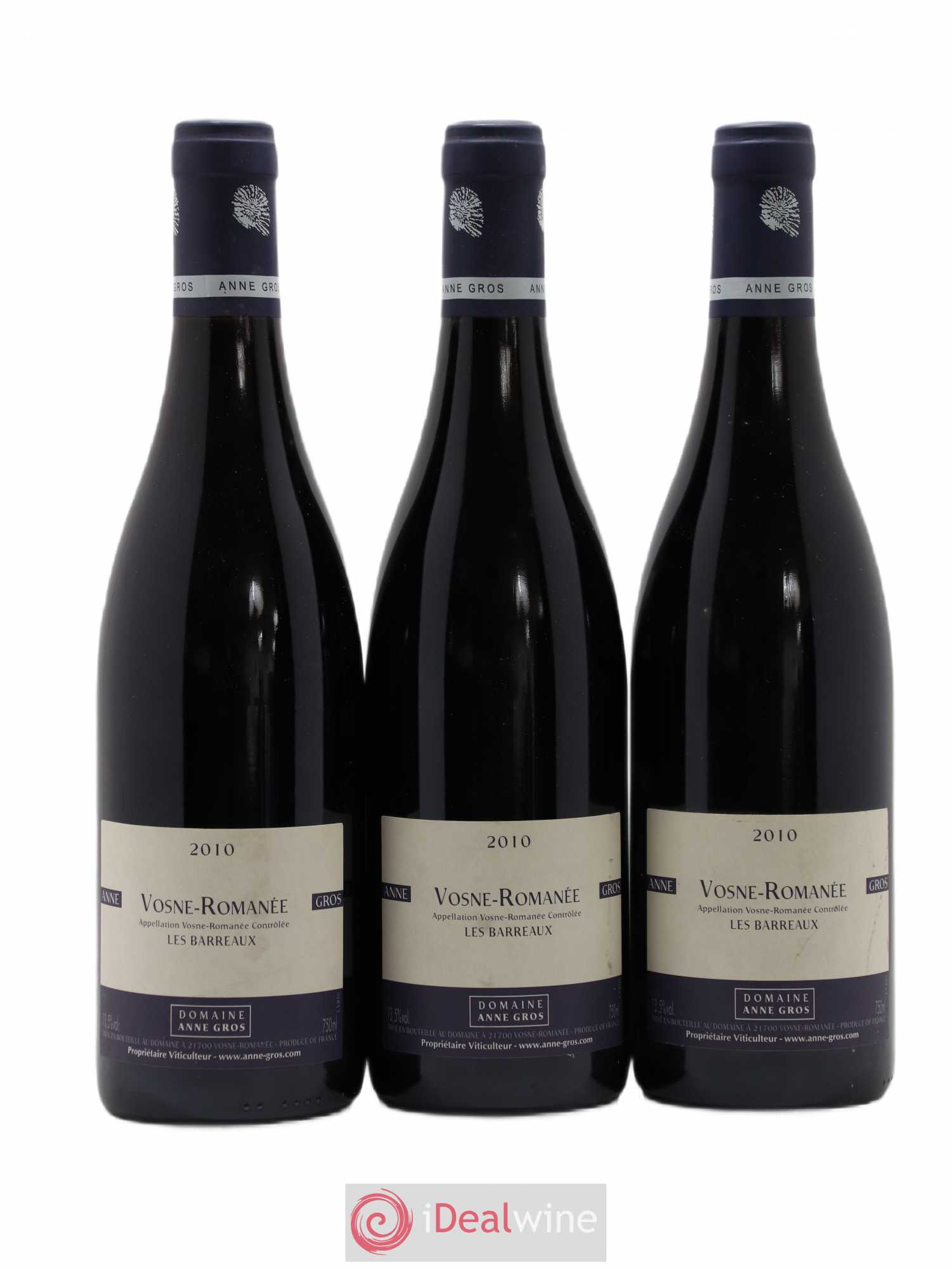 Vosne-Romanée Les Barreaux Anne Gros 2010 - Lot de 3 bouteilles - 0