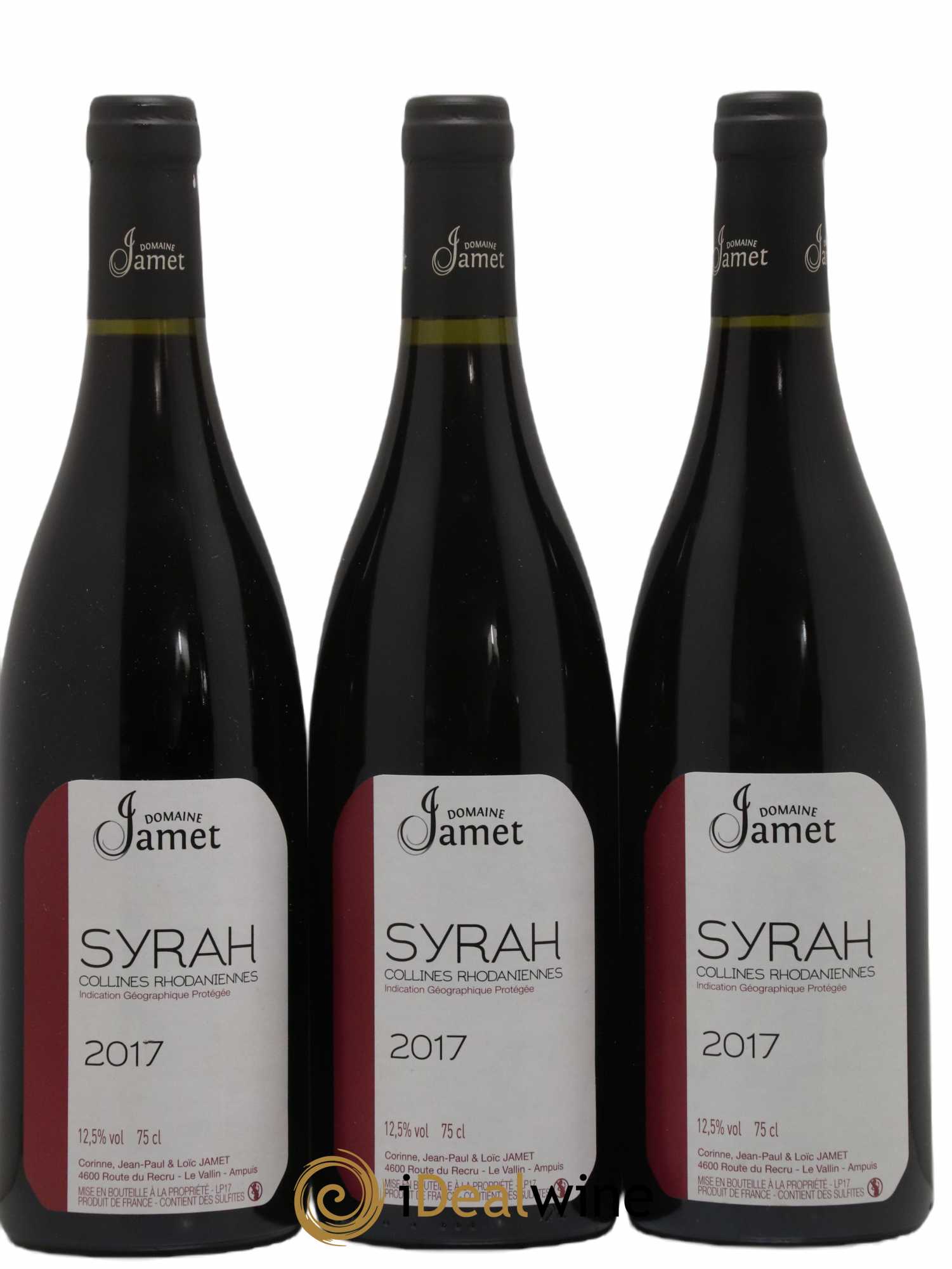 Collines Rhodaniennes Syrah Jamet (Domaine) 2017 - Lot de 3 bouteilles - 0