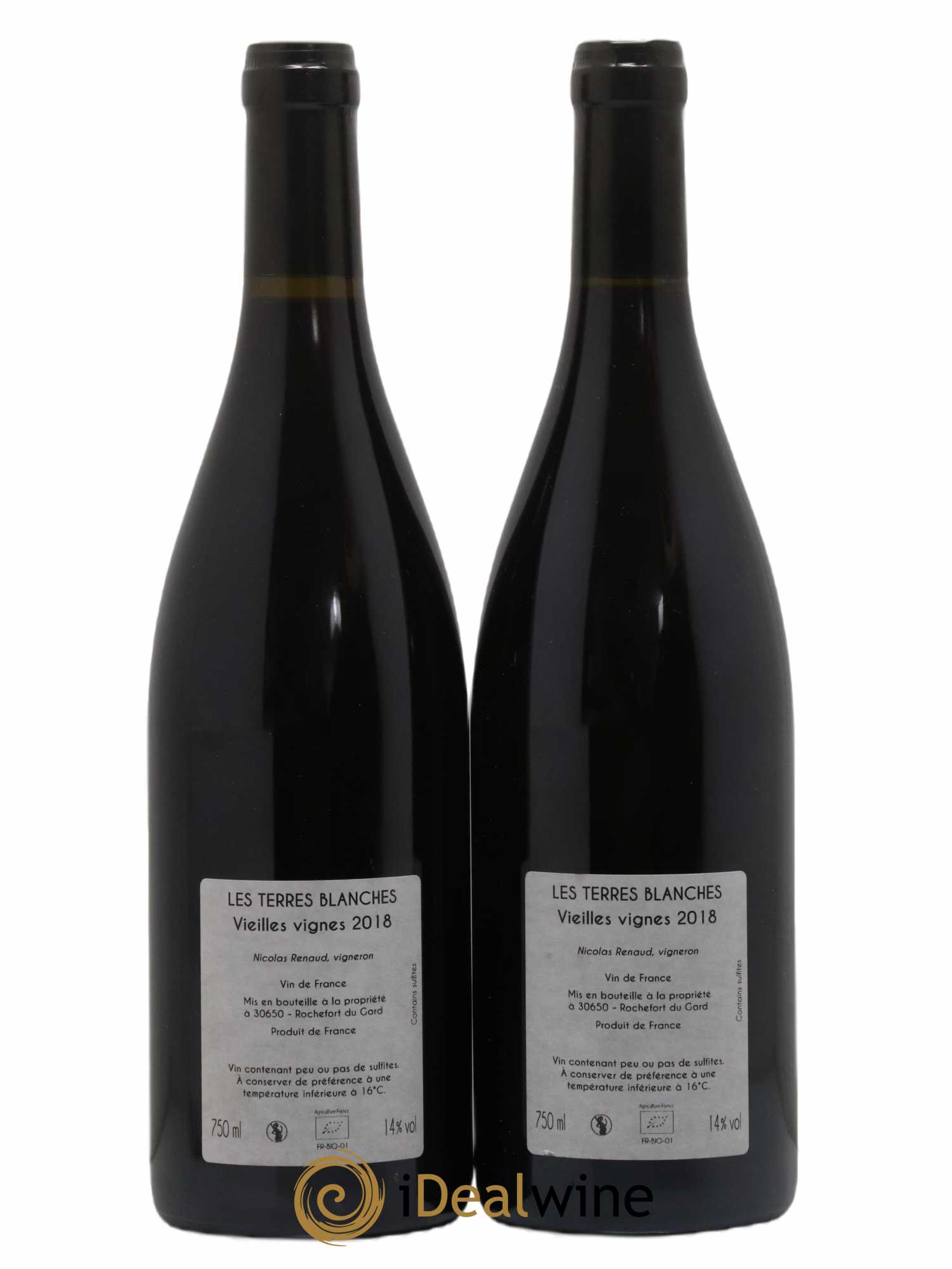 Vin de France Les Terres Blanches Vieilles vignes Clos des Grillons 2018 - Lot de 2 bouteilles - 1