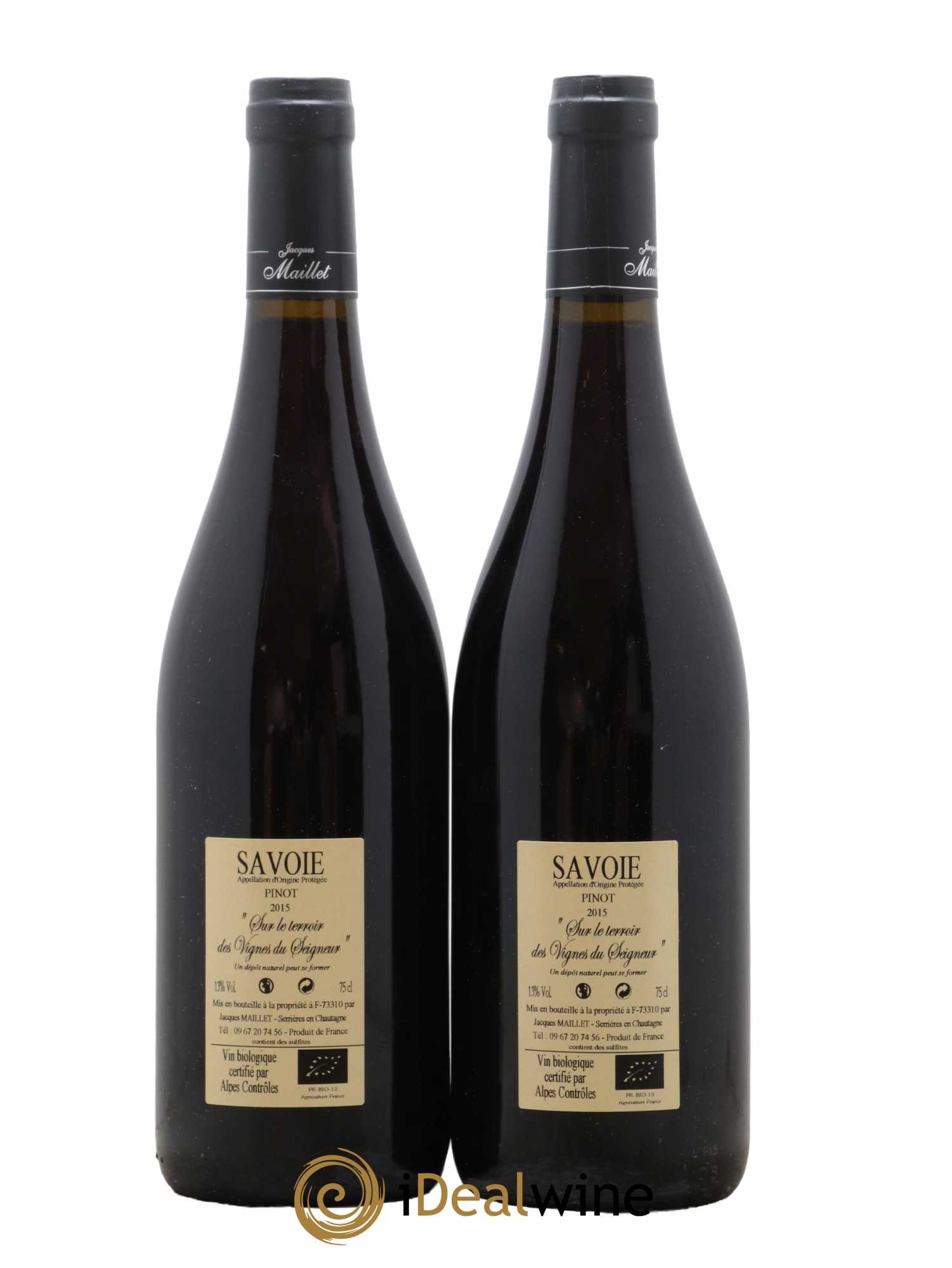 AOP Vin de Savoie Chautagne Pinot Noir Jacques Maillet 2015 - Lot of 2 bottles - 1