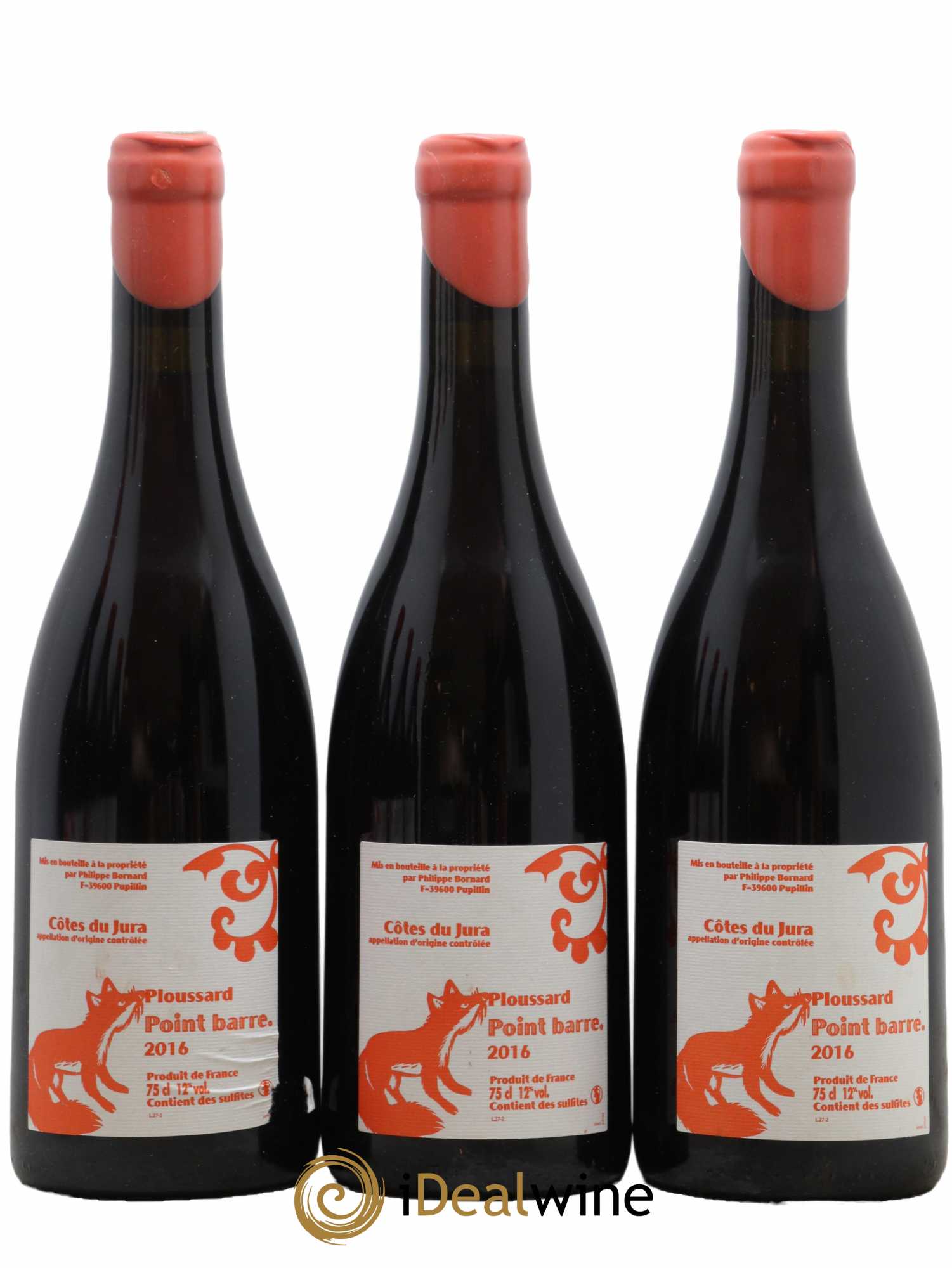 Arbois-Pupillin Ploussard Point Barre Bornard 2016 - Lot de 3 bouteilles - 0