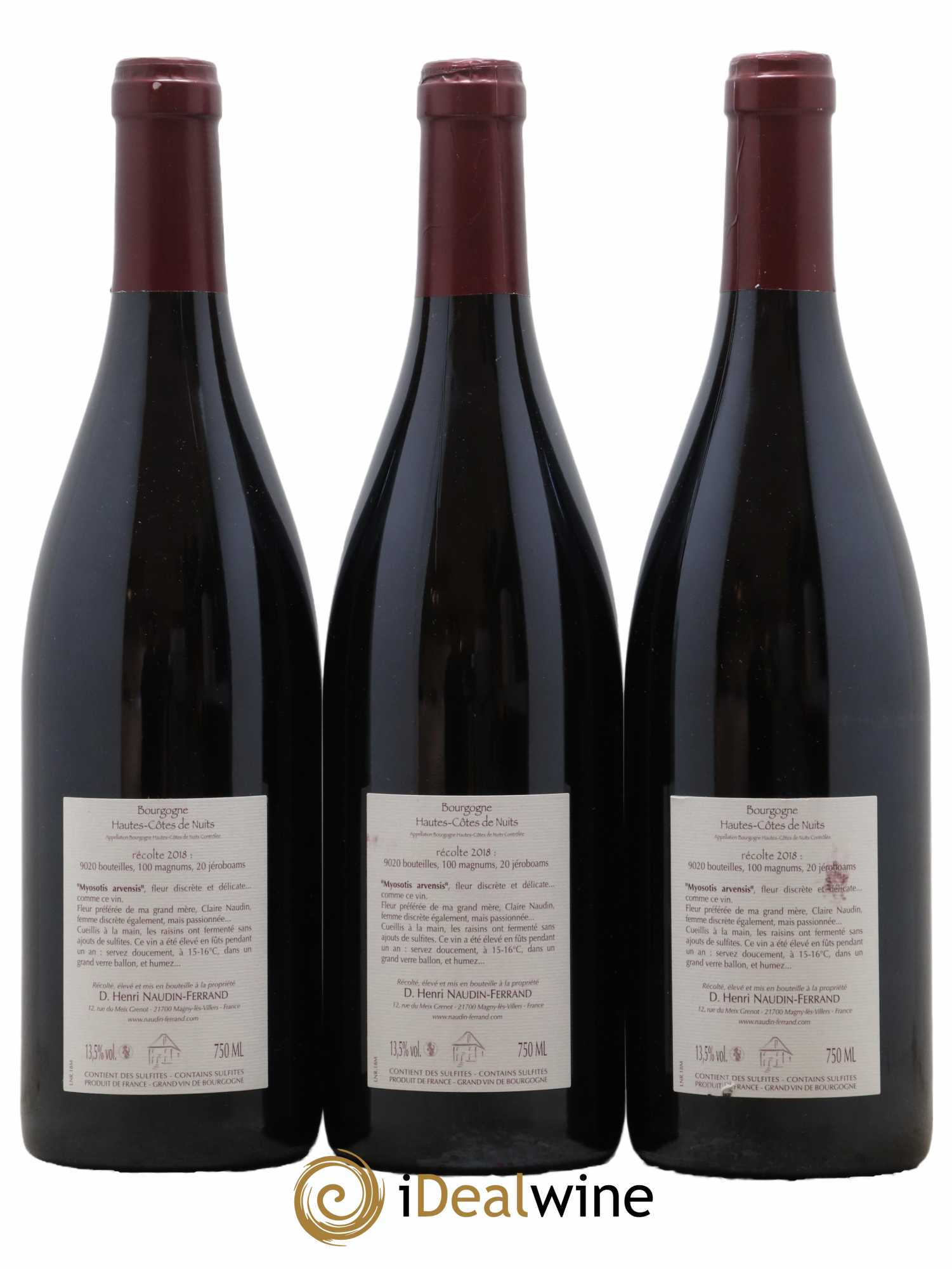Hautes-Côtes de Nuits Myosotis Arvensis Naudin-Ferrand (Domaine) 2018 - Lot de 3 bouteilles - 1