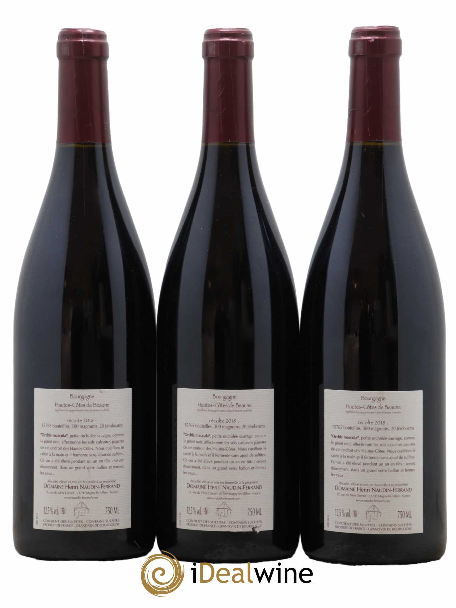 Hautes-Côtes de Beaune Orchis Mascula Naudin-Ferrand (Domaine) 2018 - Lot de 3 bouteilles - 1