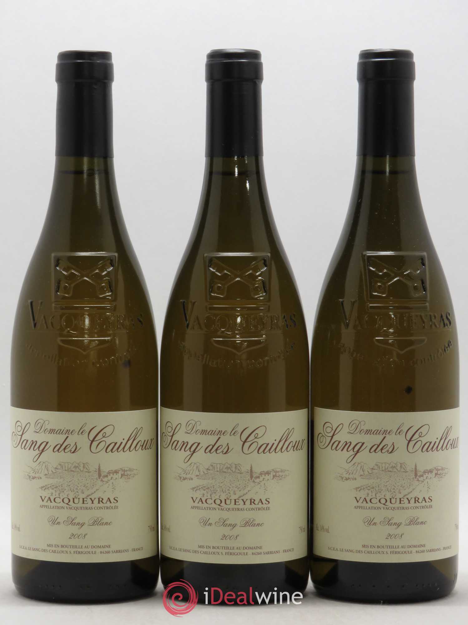 Vacqueyras Un Sang Blanc Le Sang des Cailloux 2008 - Lot de 3 bouteilles - 0