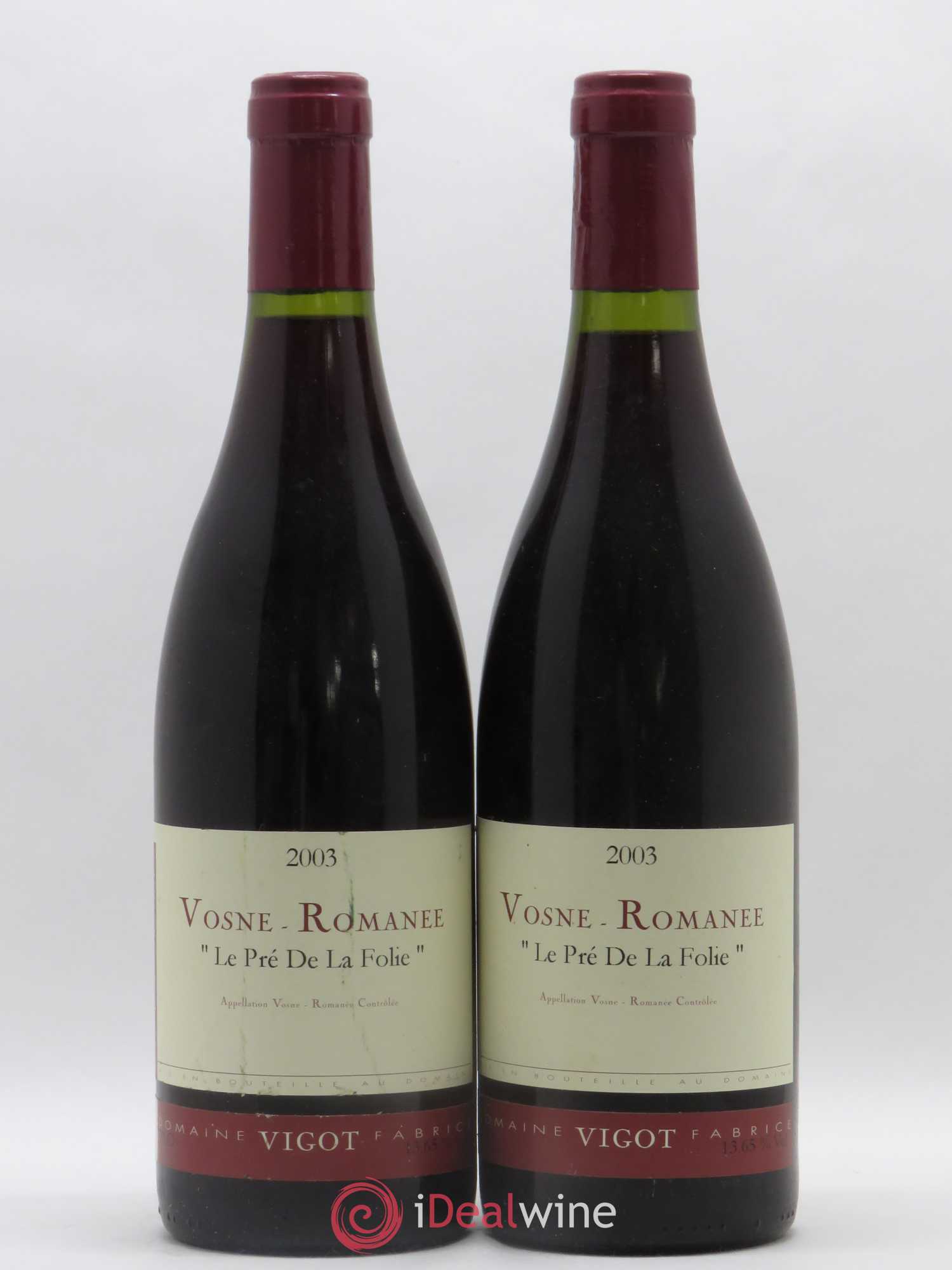 Vosne-Romanée Le Pré de la Folie Fabrice Vigot 2003 - Posten von 2 Flaschen - 0