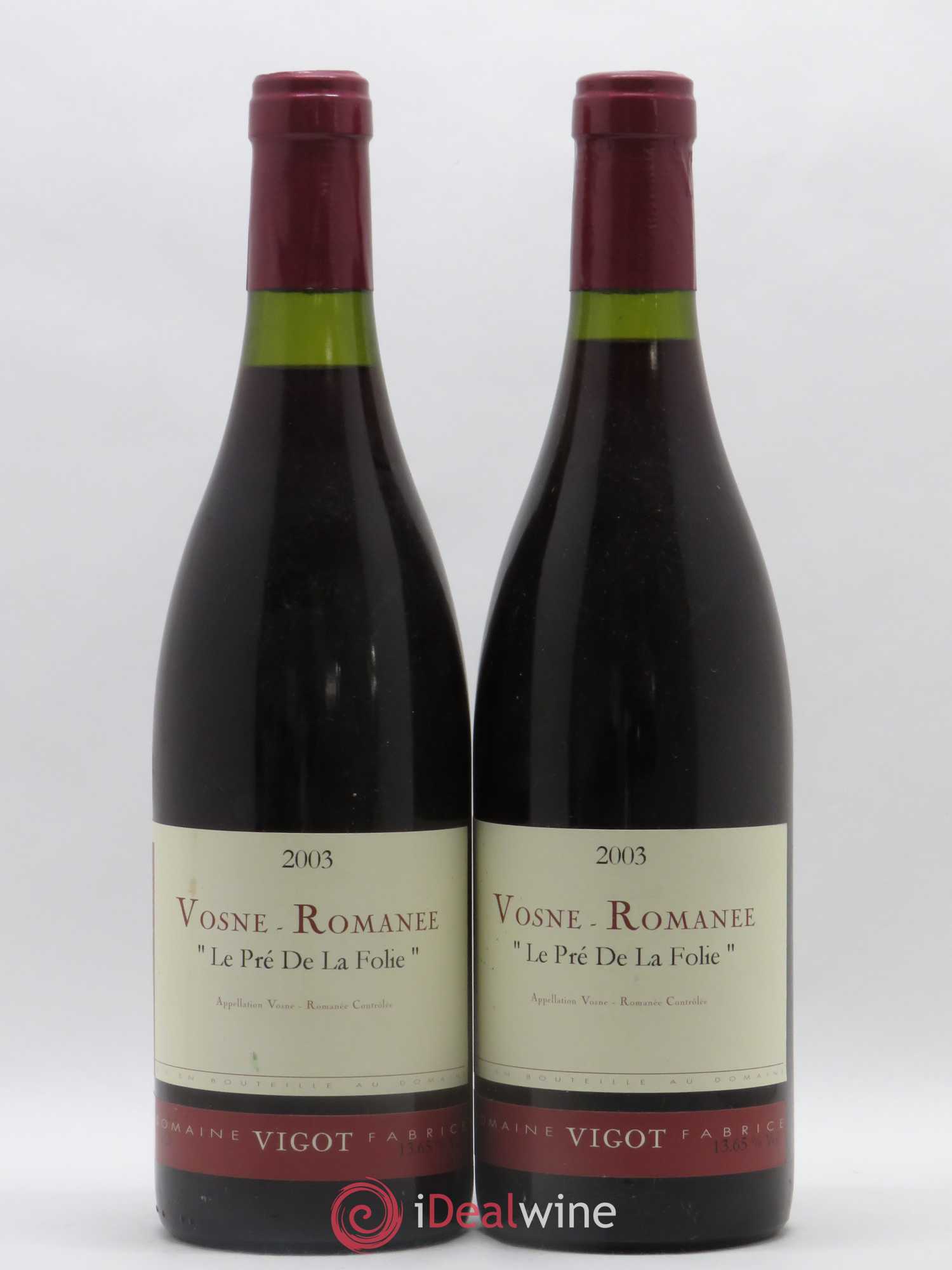 Vosne-Romanée Le Pré de la Folie Fabrice Vigot 2003 - Posten von 2 Flaschen - 0