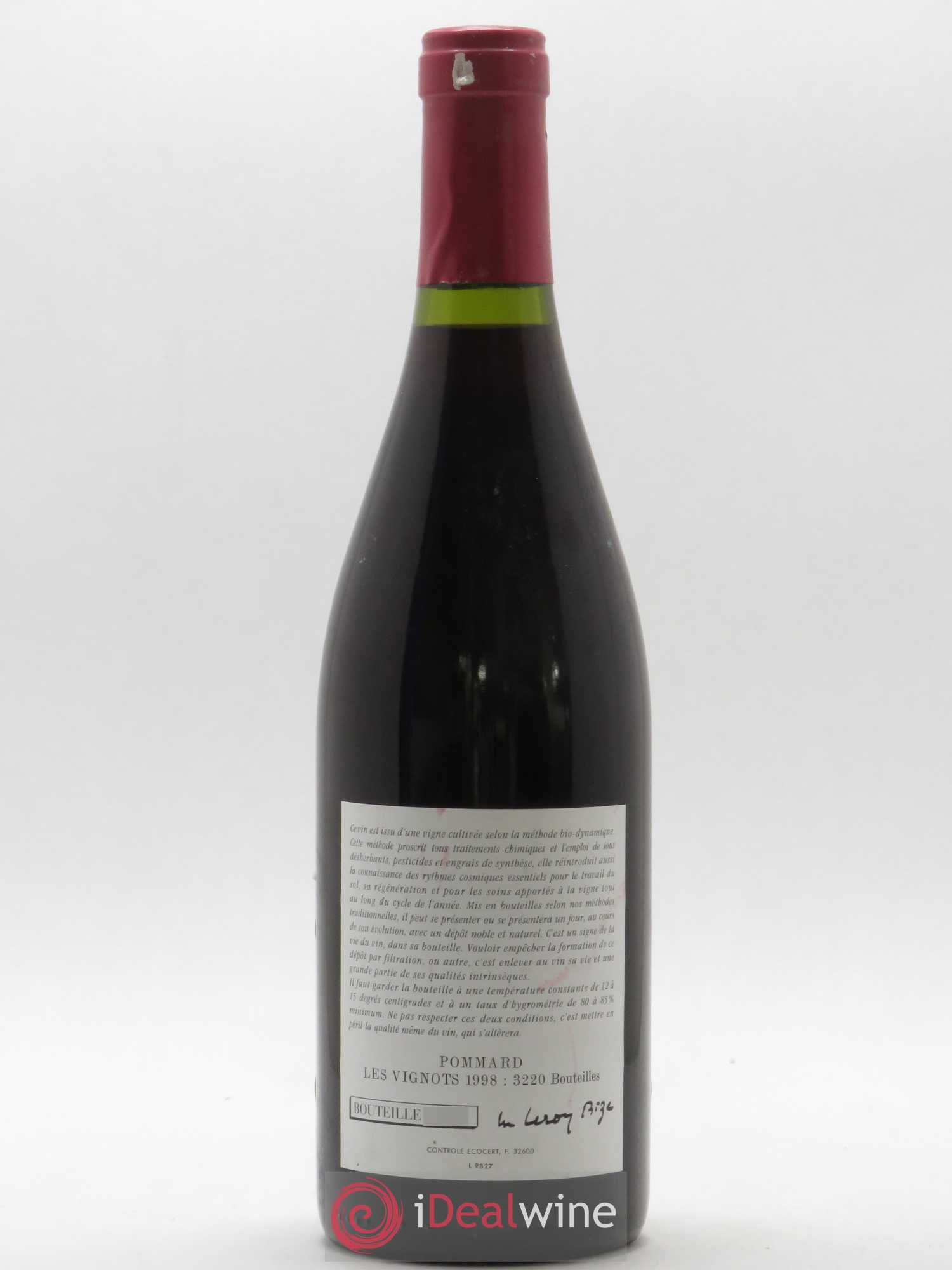 Pommard Les Vignots Leroy (Domaine) 1998 - Lot de 1 bouteille - 1