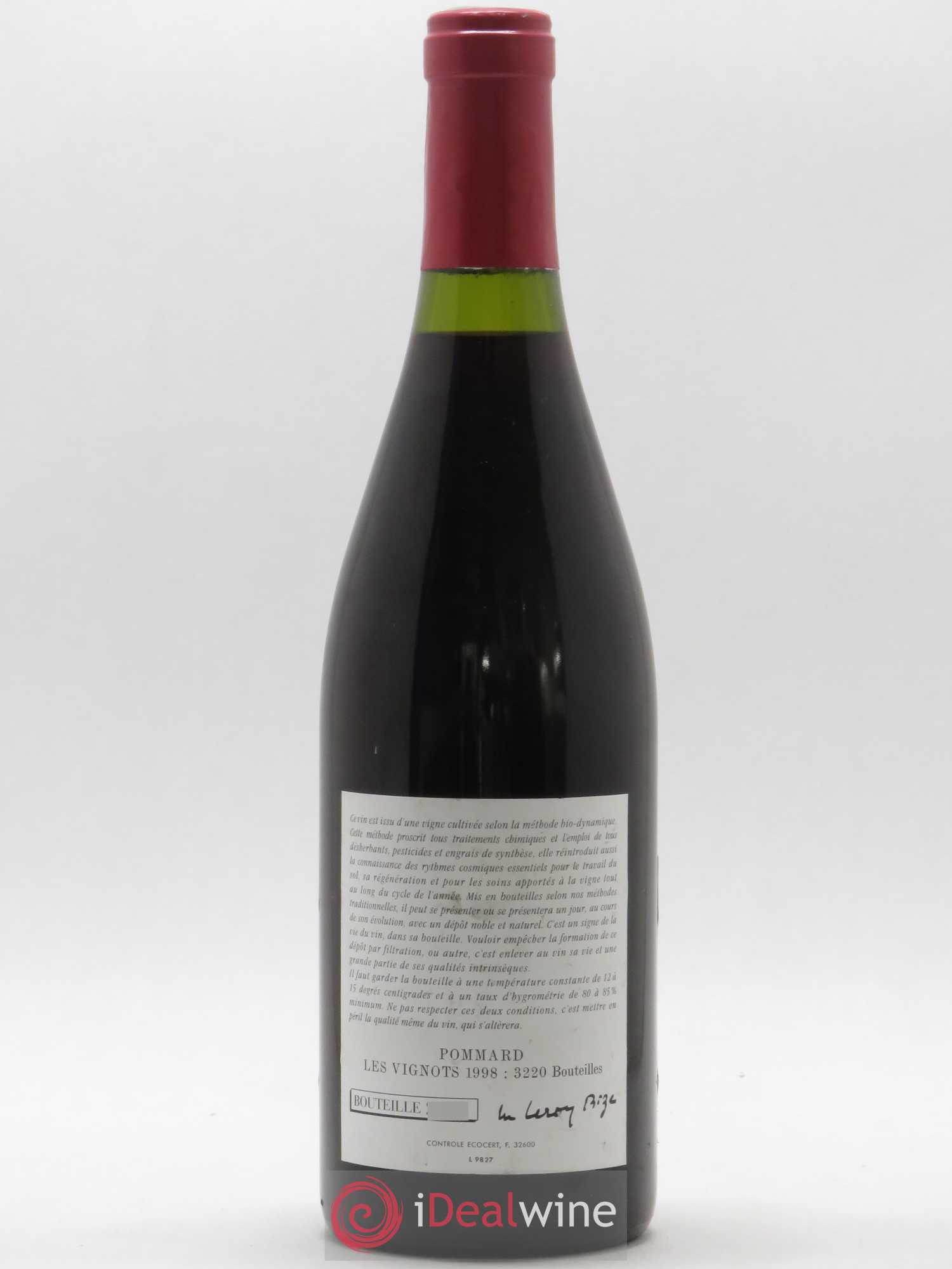 Pommard Les Vignots Leroy (Domaine) 1998 - Lot de 1 bouteille - 1