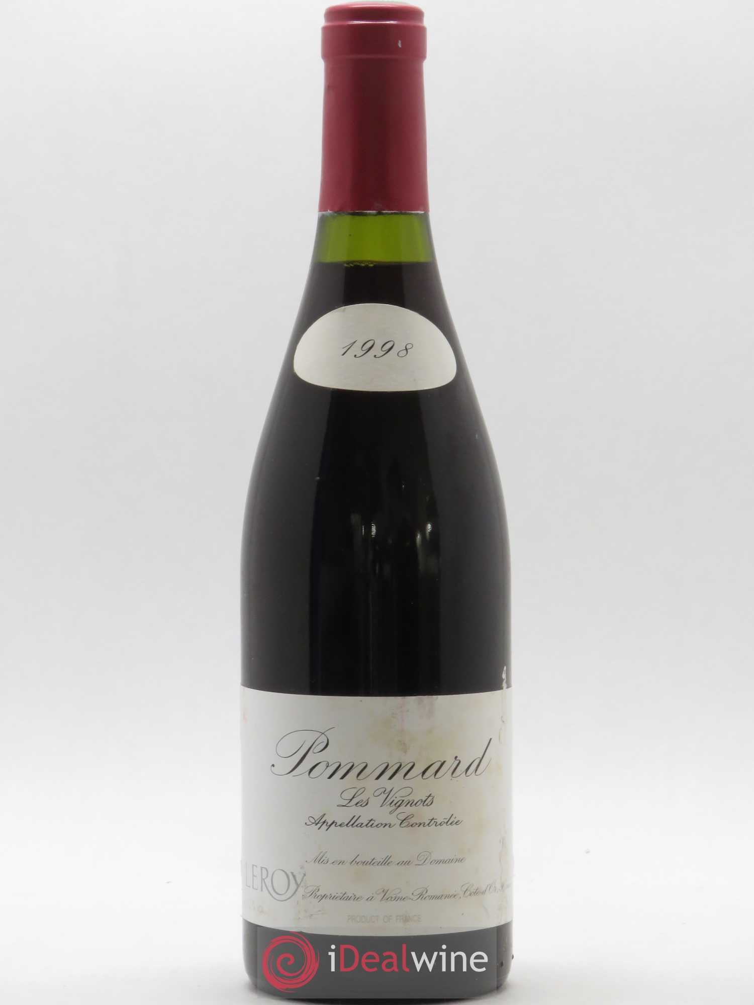 Pommard Les Vignots Leroy (Domaine) 1998 - Lot de 1 bouteille - 0