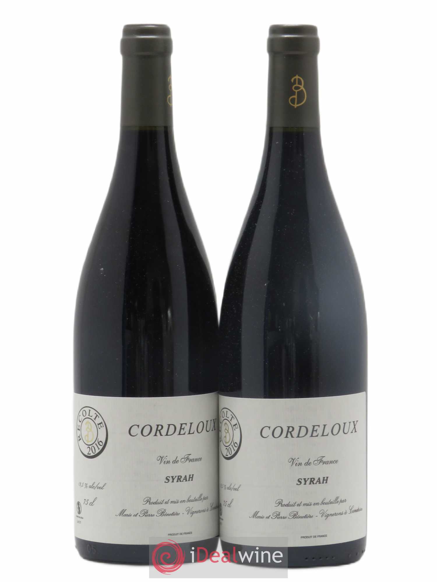 Vin de France Syrah Cordeloux Marie et Pierre Bénetière (Domaine) 2016 - Lot de 2 bouteilles - 0