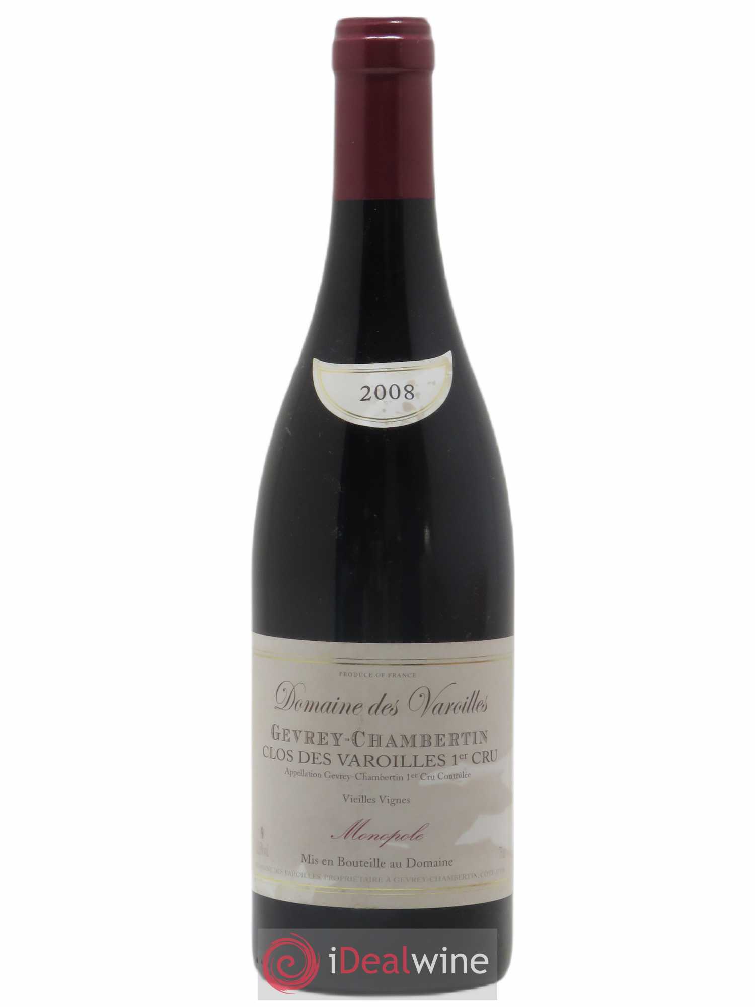 Gevrey-Chambertin 1er Cru Clos des Varoilles Monopole Varoilles (Domaine des) Vieilles Vignes 2008 - Lot de 1 bouteille - 0