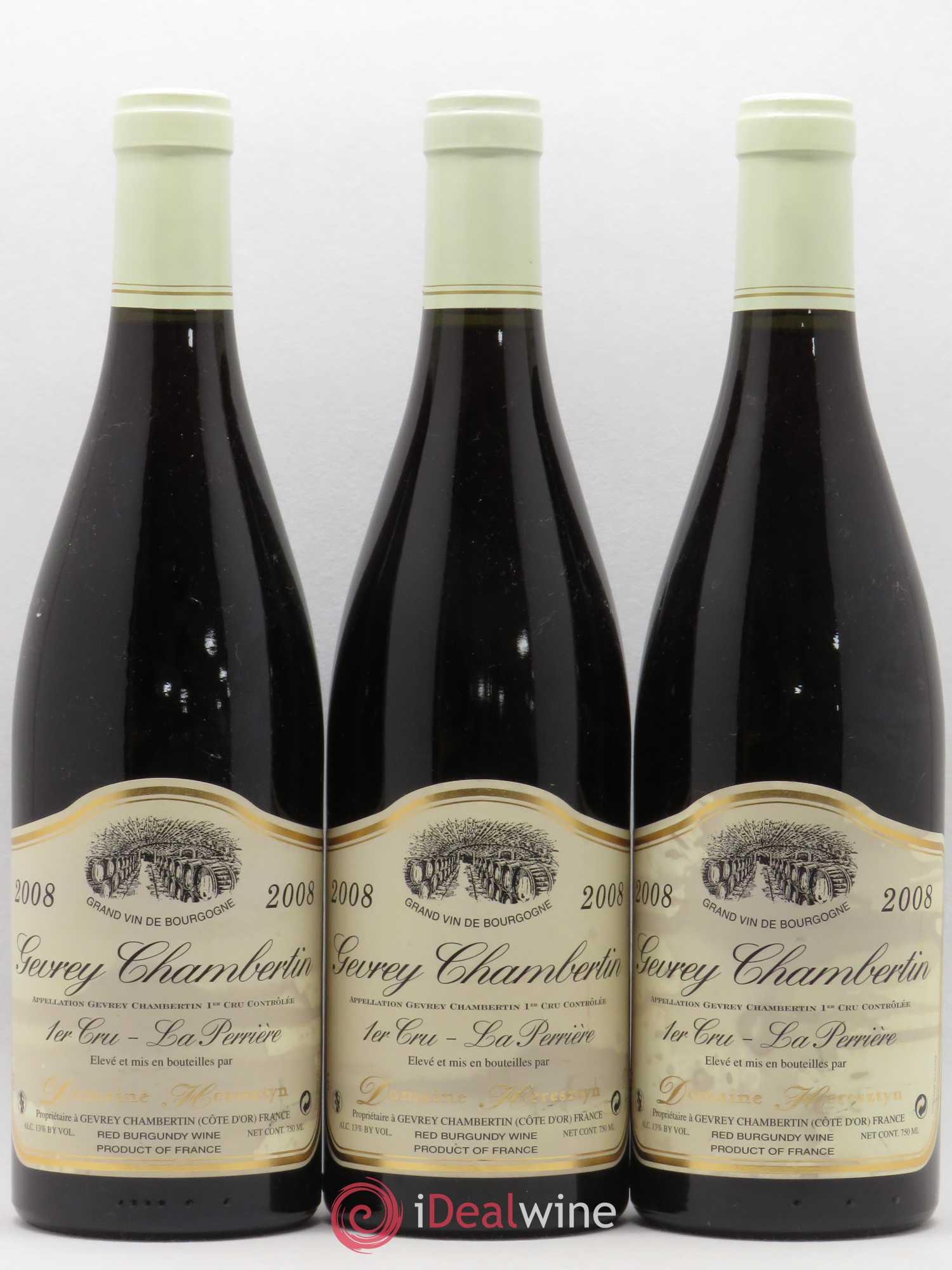 Gevrey-Chambertin 1er Cru La Perriere Heresztyn 2008 - Lot de 3 bouteilles - 0