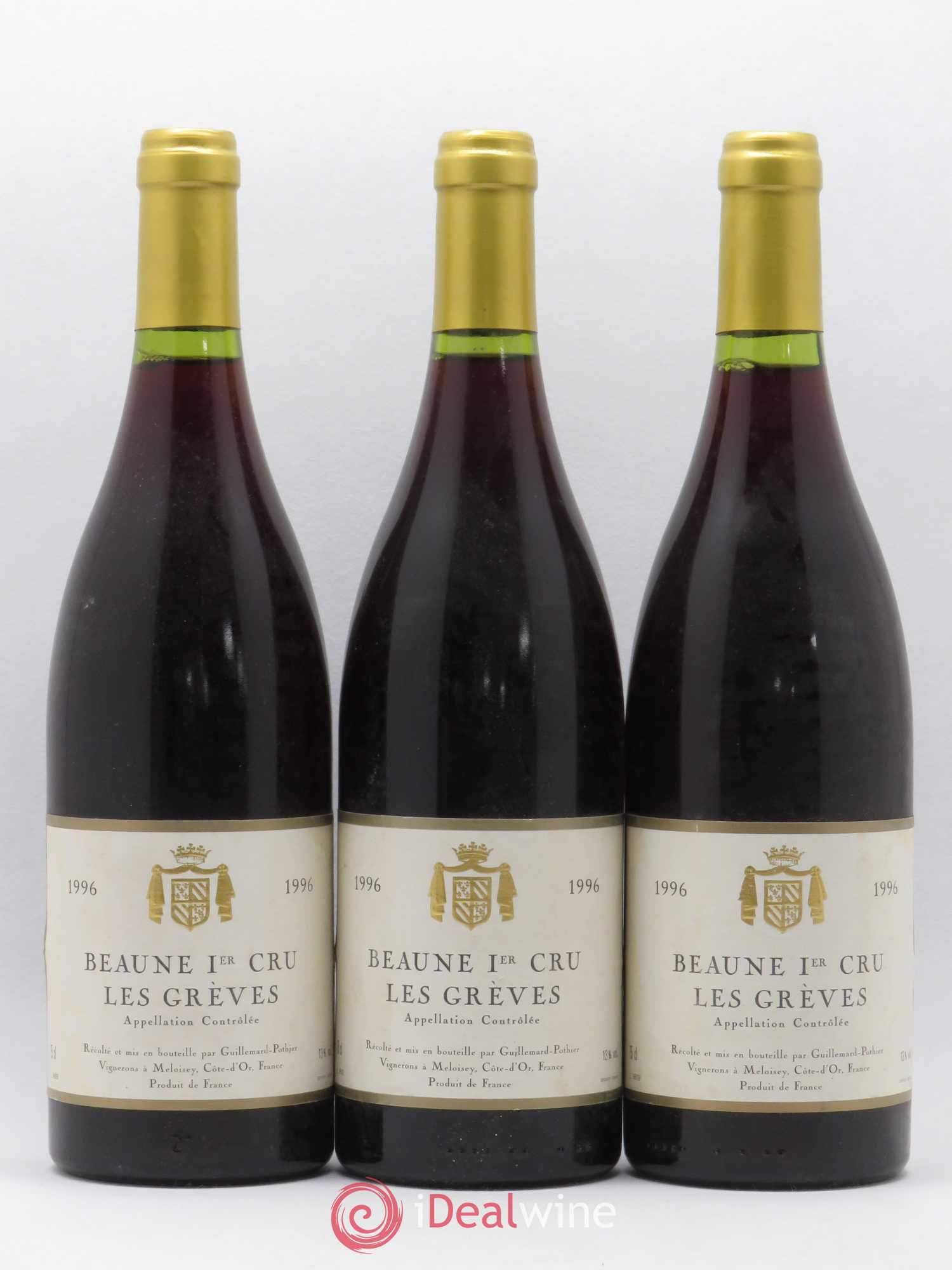 Beaune 1er Cru Les Greves Domaine Guillemard Pothier 1996 - Posten von 3 Flaschen - 0