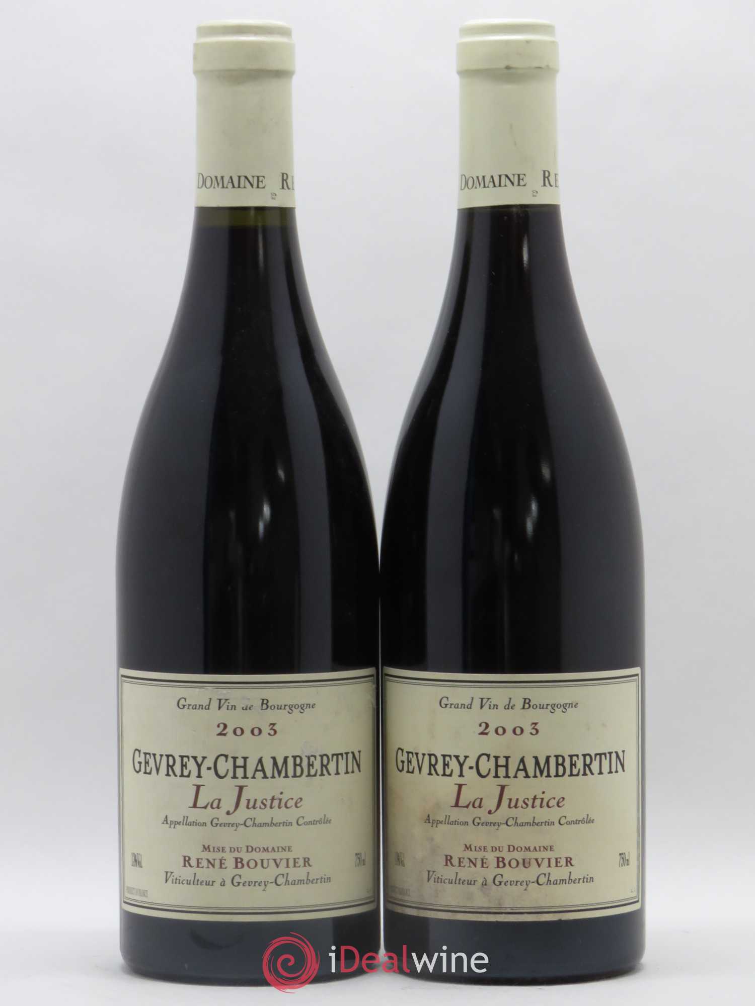 Gevrey-Chambertin La Justice René Bouvier (Domaine) 2003 - Lot de 2 bouteilles - 0