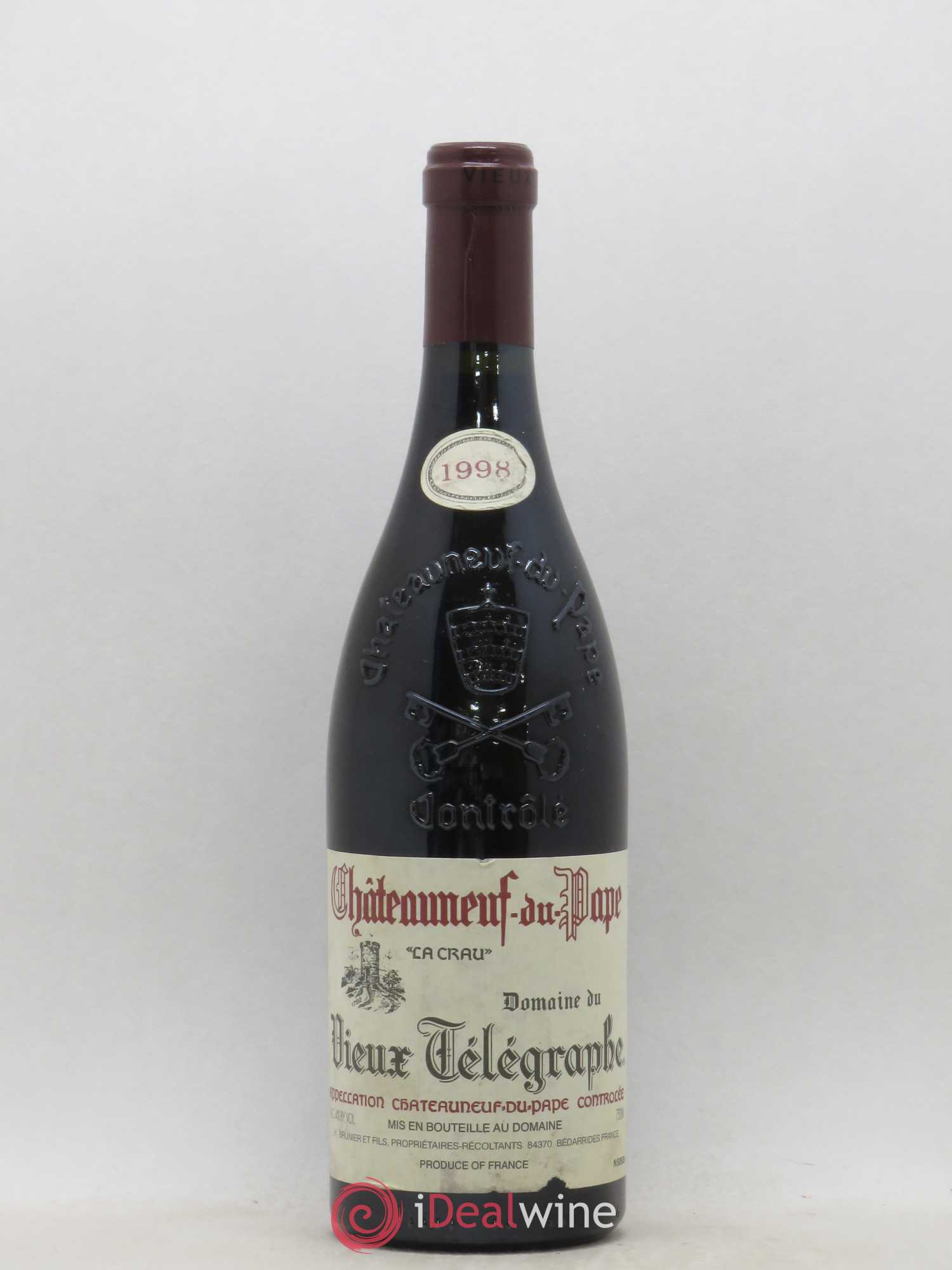 Châteauneuf-du-Pape Vieux Télégraphe (Domaine du) Vignobles Brunier 1998 - Lot de 1 bouteille - 0