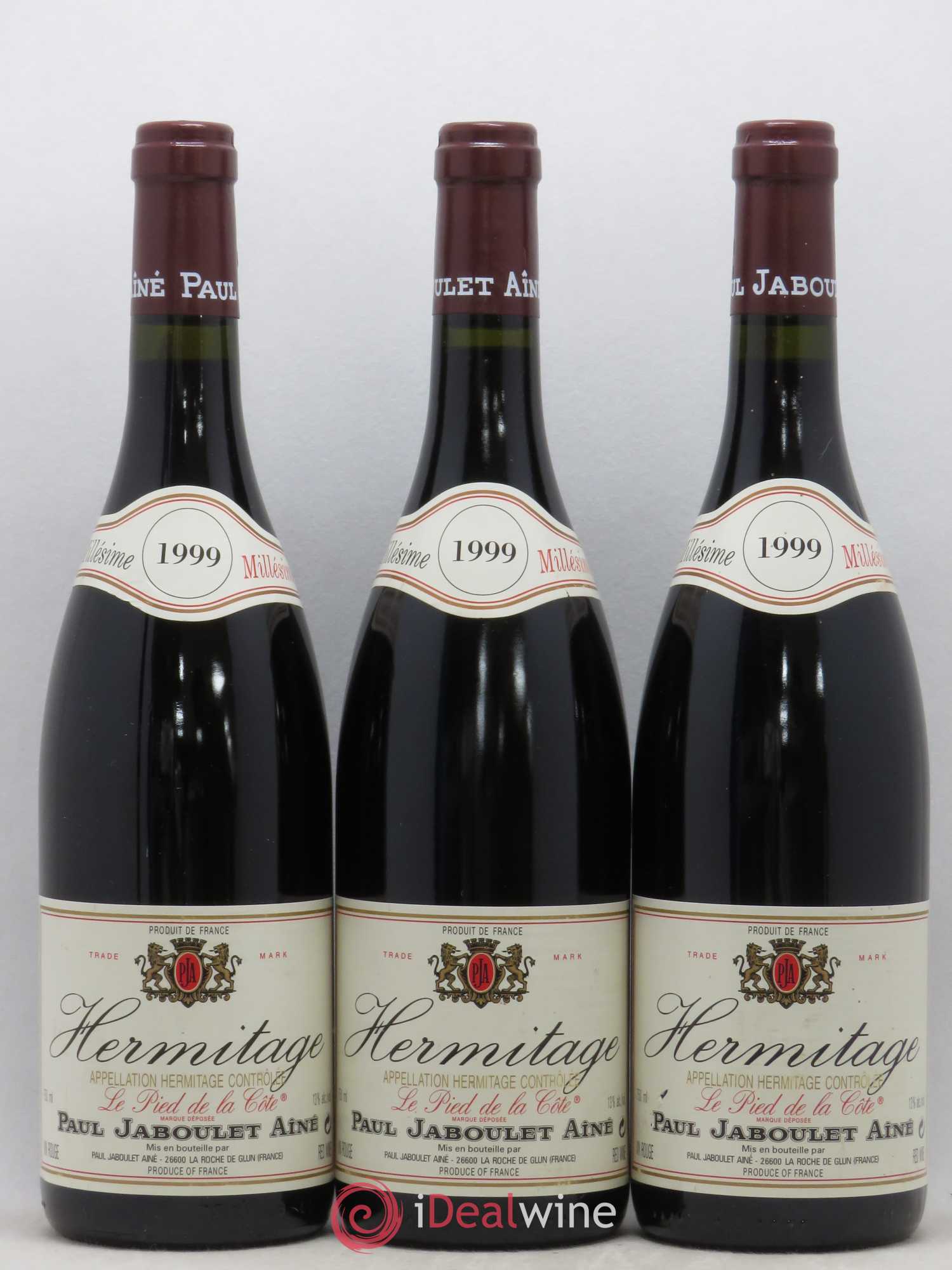 Hermitage Le Pied de La Cote Paul Jaloubet Ainé 1999 - Posten von 3 Flaschen - 0