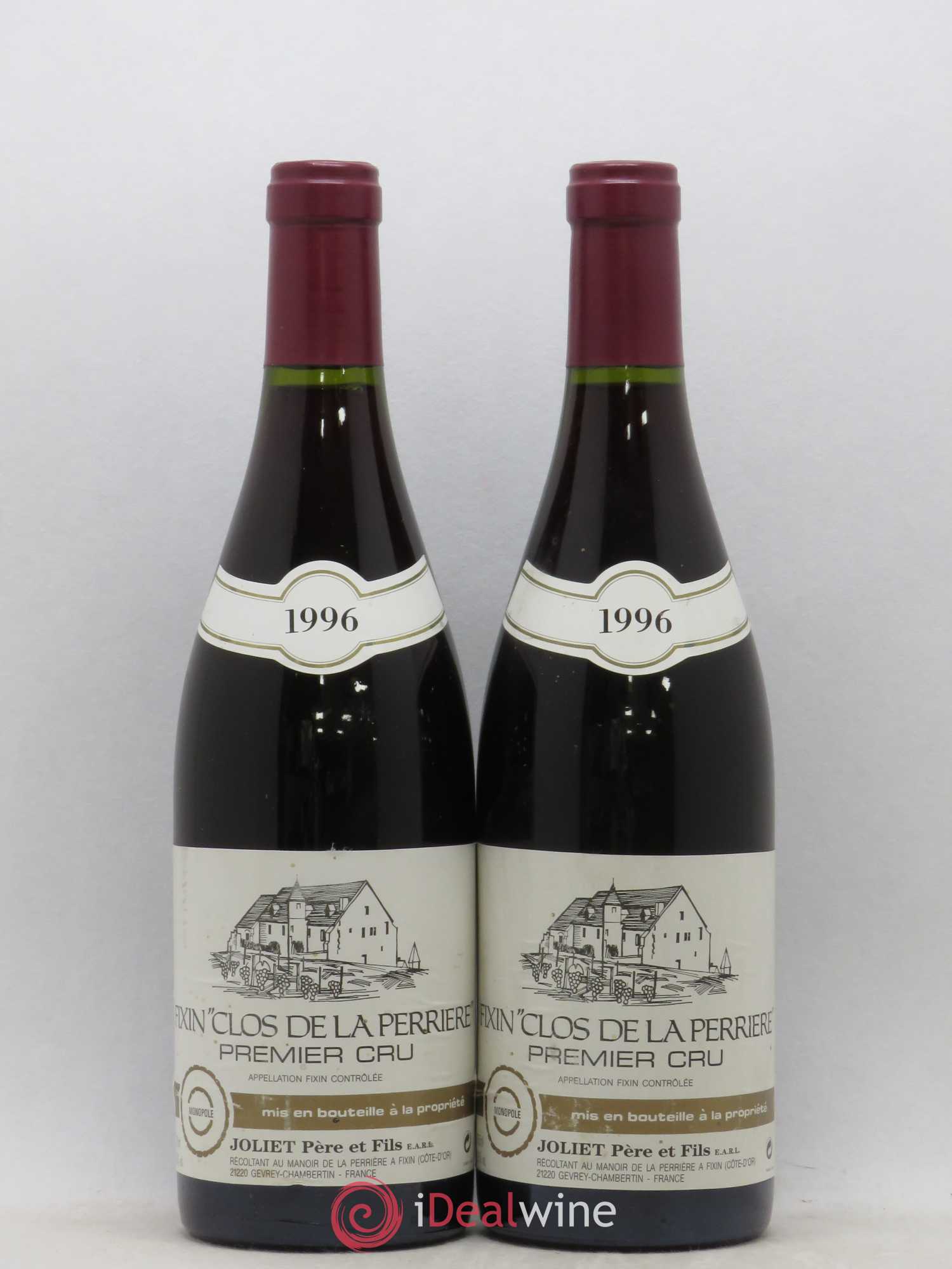 Fixin 1er Cru Clos de la Perrière Joliet Père & Fils (Domaine) 1996 - Lot de 2 bouteilles - 0