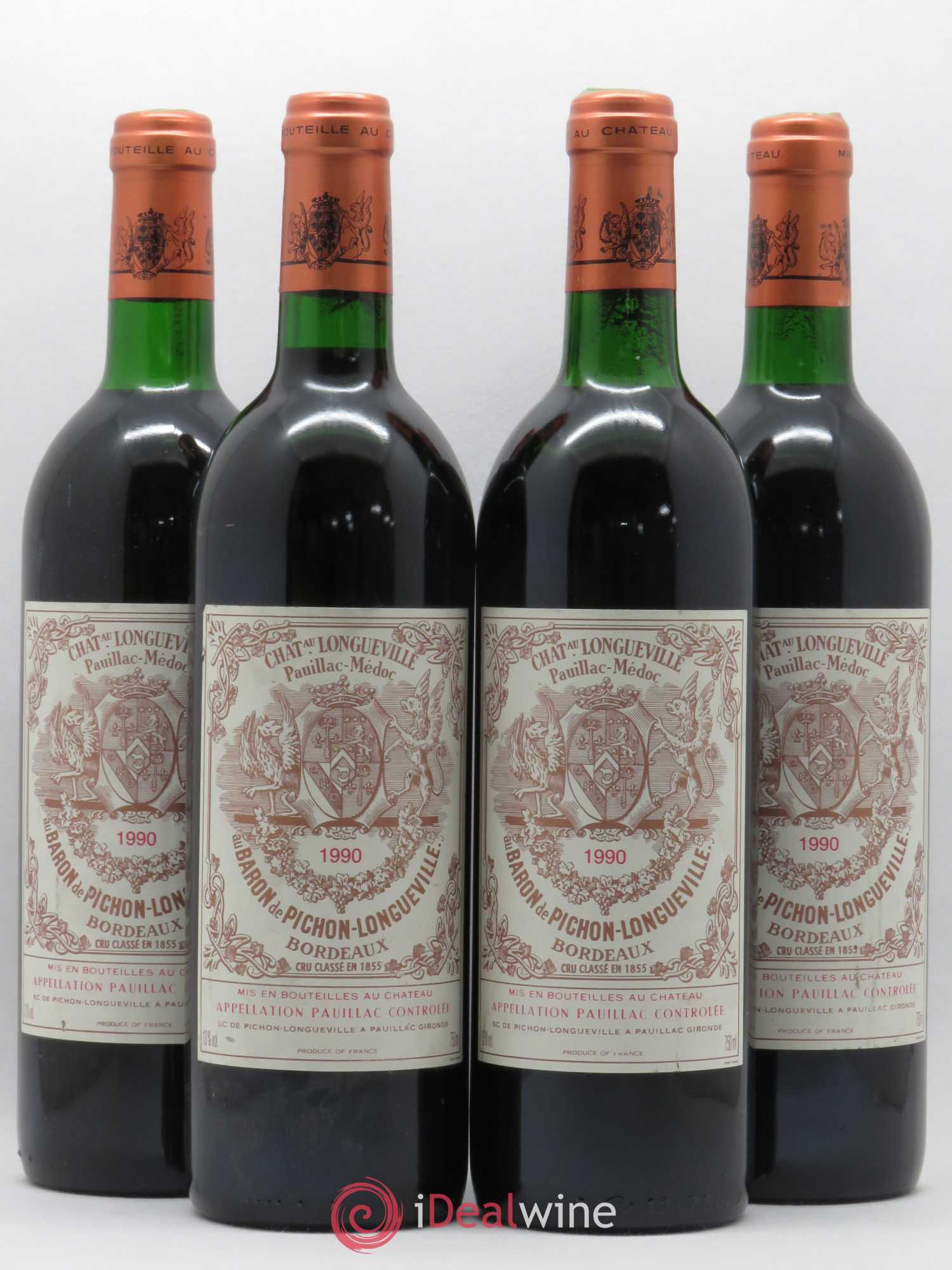 Pichon Longueville Baron 2ème Grand Cru Classé 1990 - Lot de 4 bouteilles - 0