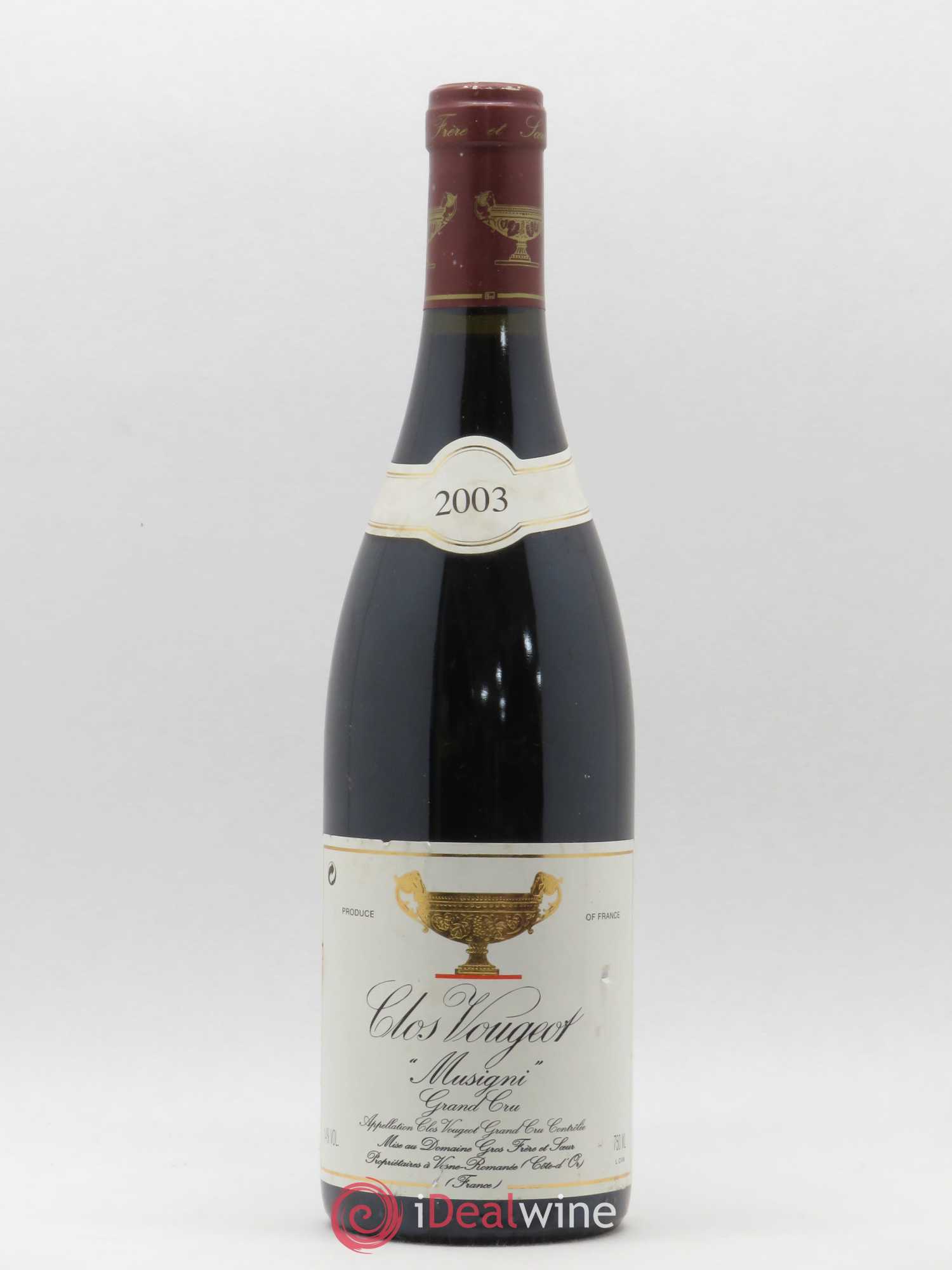 Clos de Vougeot Grand Cru Musigni Gros Frère & Soeur 2003 - Lot de 1 bouteille - 0