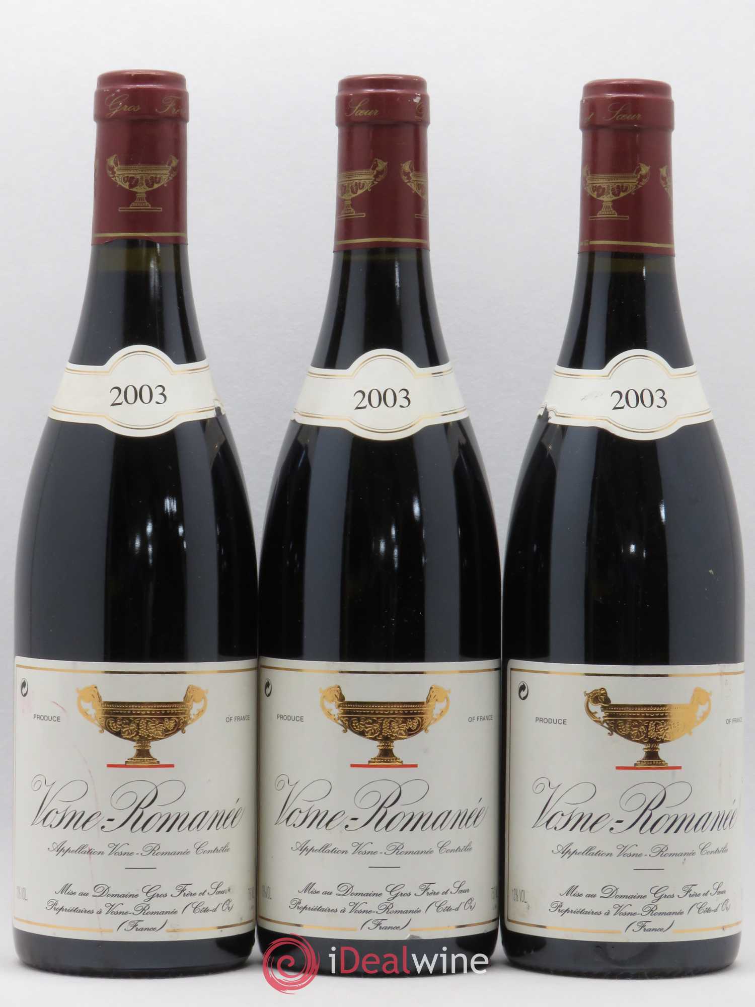 Vosne-Romanée Gros Frère & Soeur 2003 - Lot de 3 bouteilles - 0