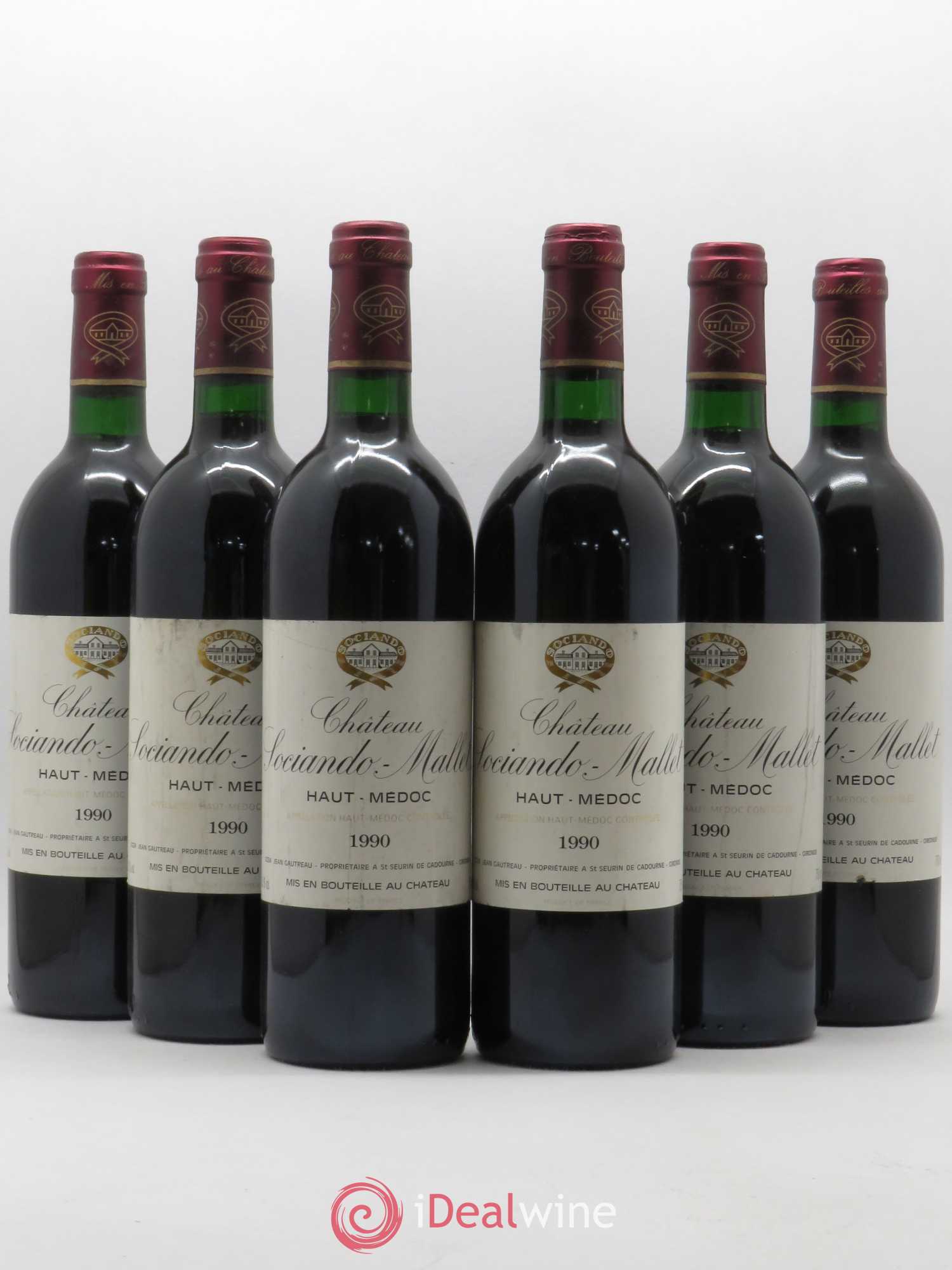 Château Sociando Mallet 1990 - Lot de 6 bouteilles - 0