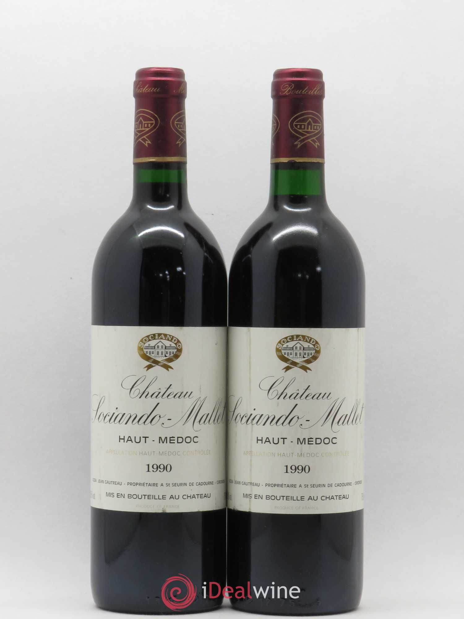 Château Sociando Mallet 1990 - Lot de 2 bouteilles - 0