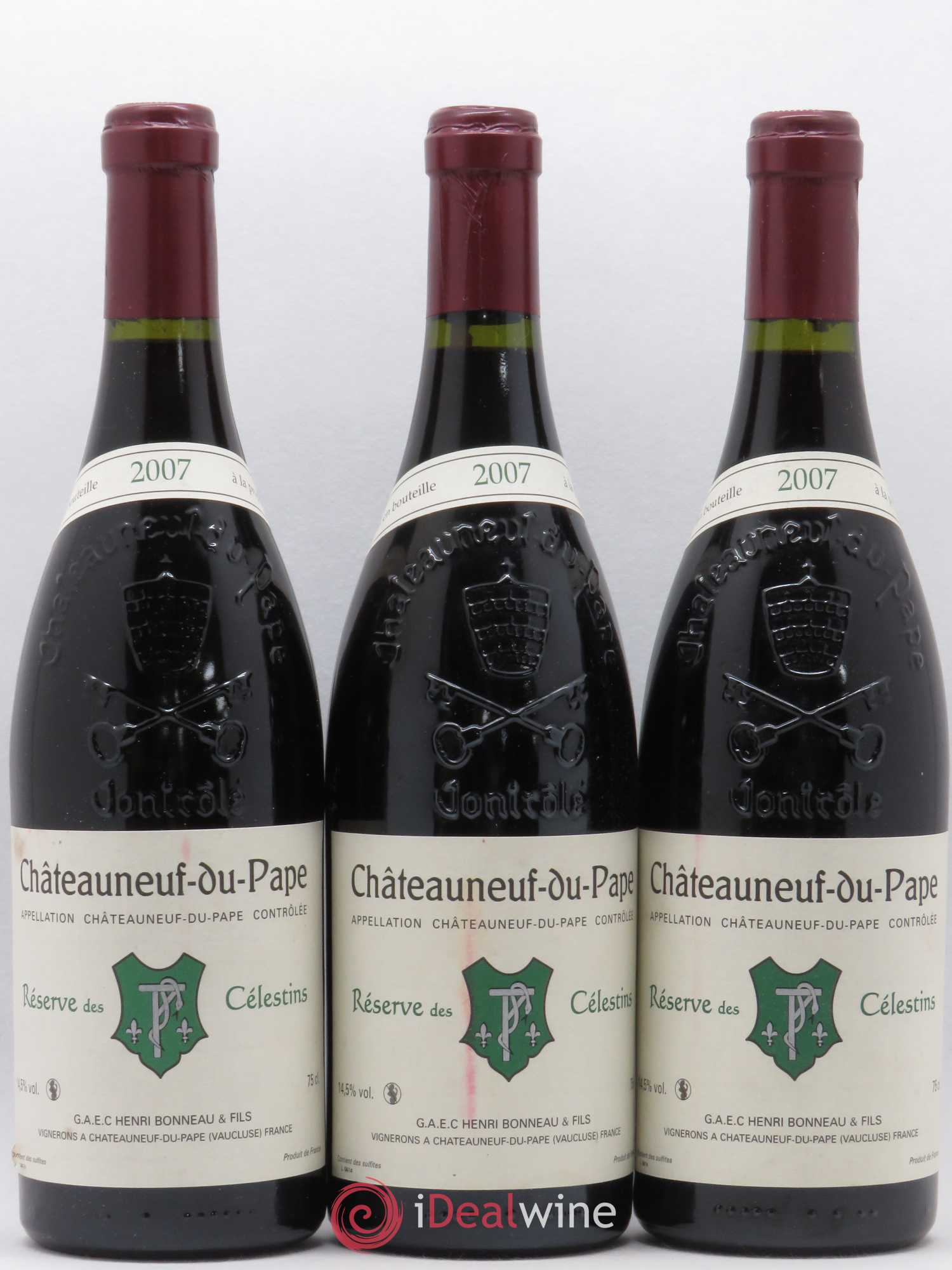 Châteauneuf-du-Pape Réserve des Célestins Henri Bonneau & Fils 2007 - Lot de 3 bouteilles - 0