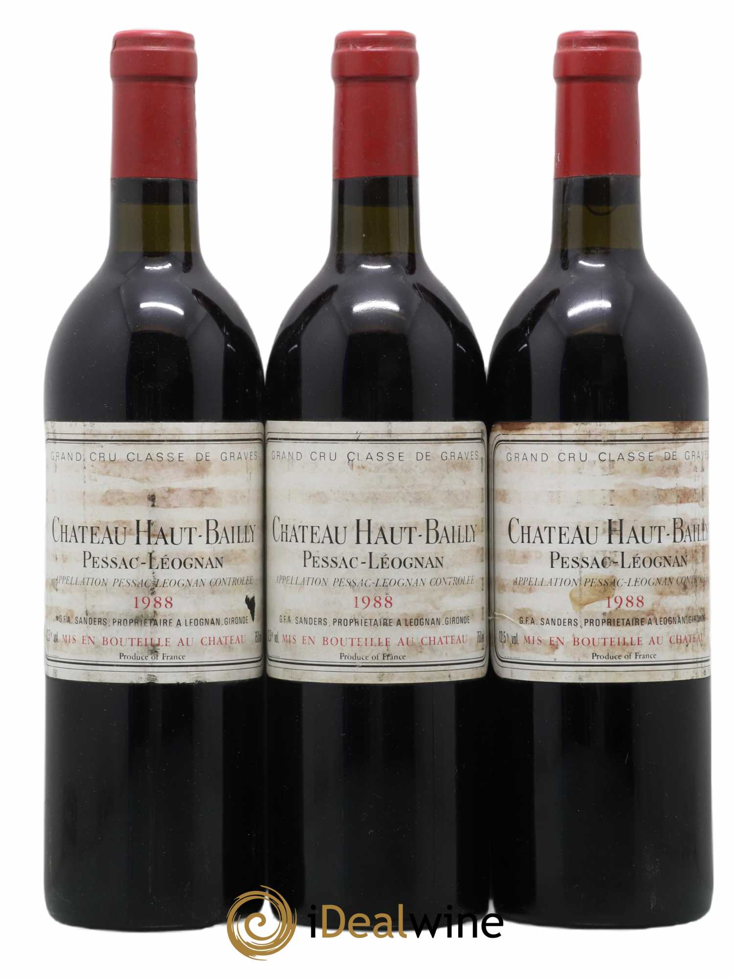 Château Haut-Bailly Cru Classé de Graves 1988 - Lot de 3 bouteilles - 0
