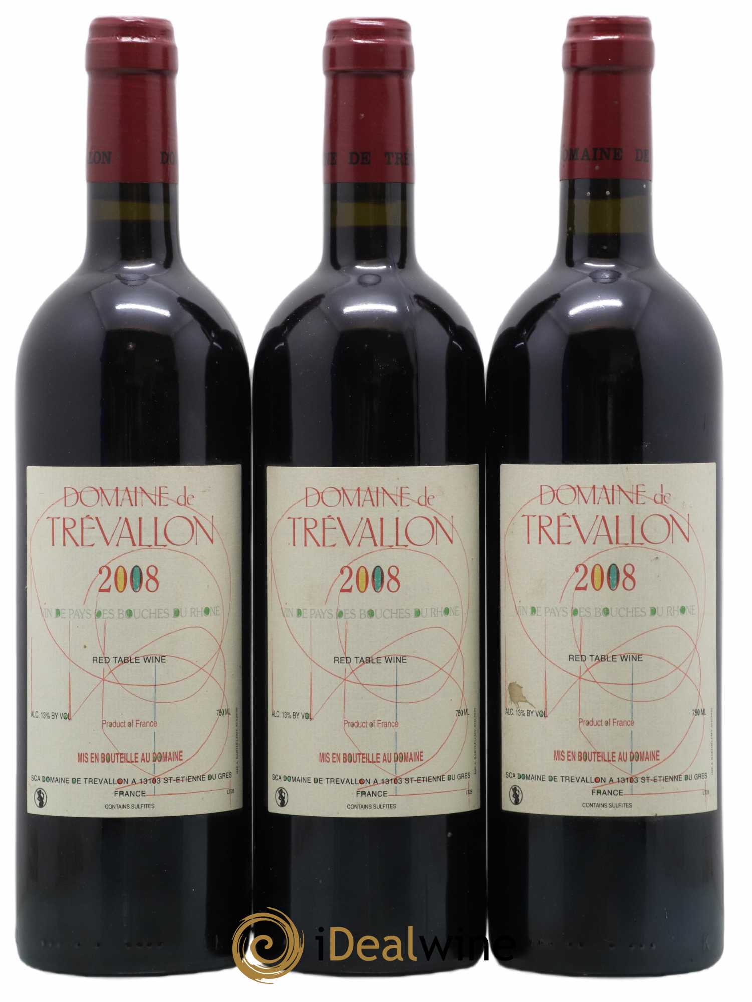 VDP Bouches du Rhône Trévallon (Domaine de) Eloi Dürrbach 2008 - Lot de 3 bouteilles - 0