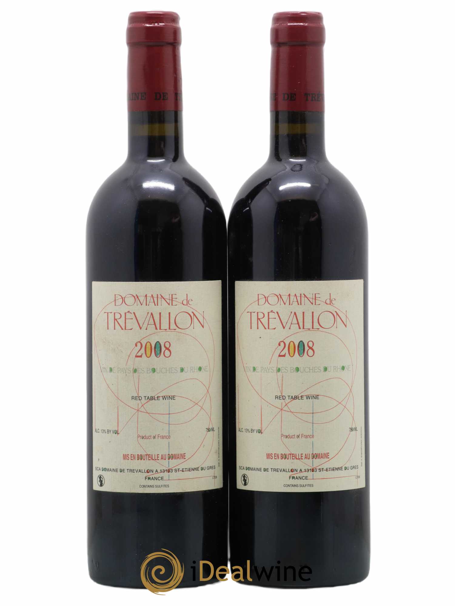 VDP Bouches du Rhône Trévallon (Domaine de) Eloi Dürrbach 2008 - Lot of 2 bottles - 0