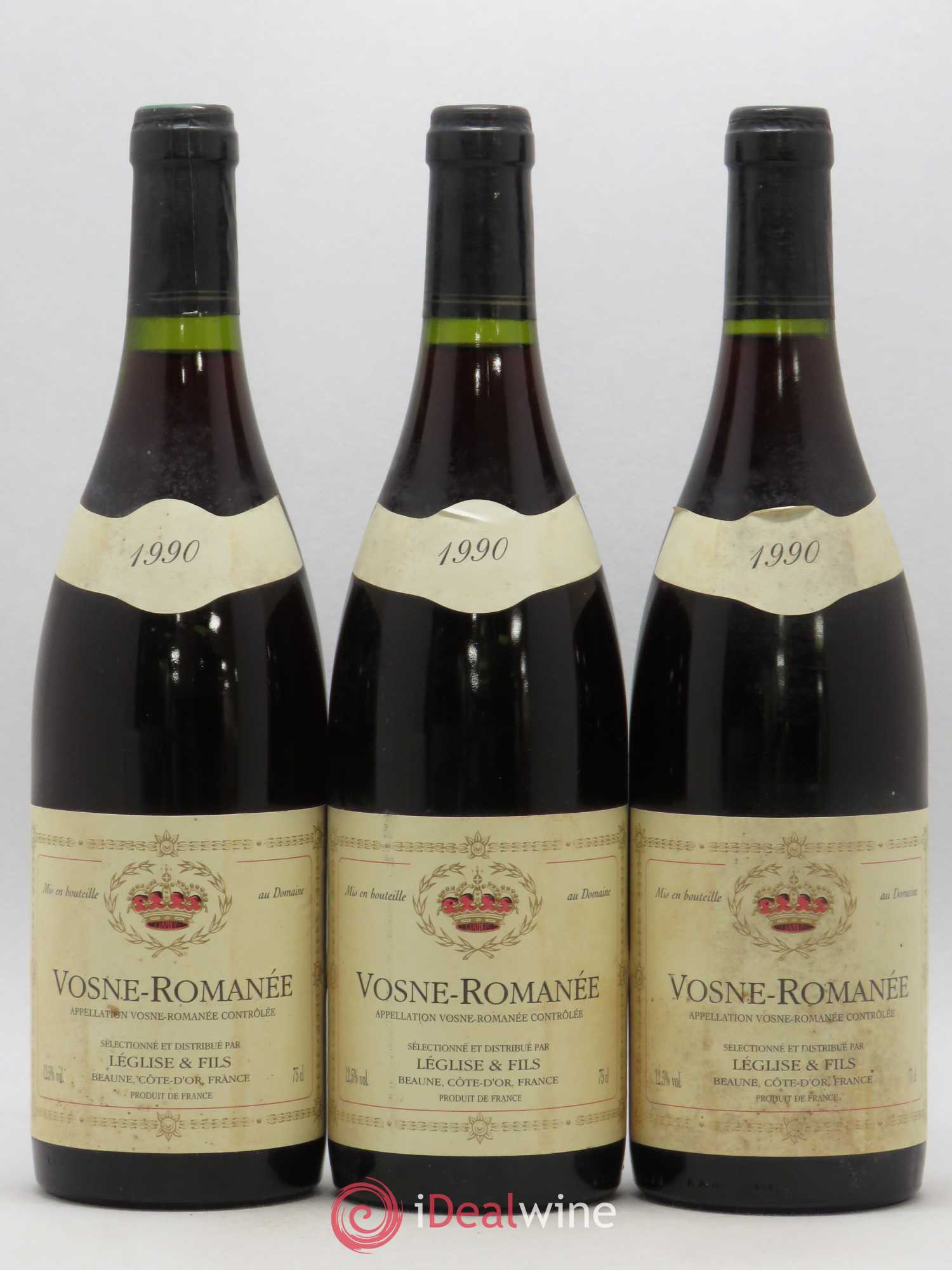 Vosne-Romanée Leglise et Fils 1990 - Lot de 3 bouteilles - 0