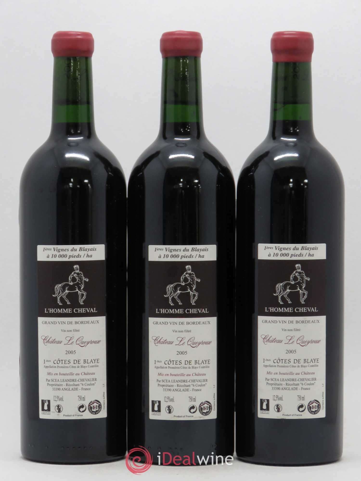 Premières-Côtes-de-Blaye (Blaye-Côtes-de-Bordeaux) Château Le Queyroux Le Joyau 2005 - Lotto di 3 bottiglie - 1