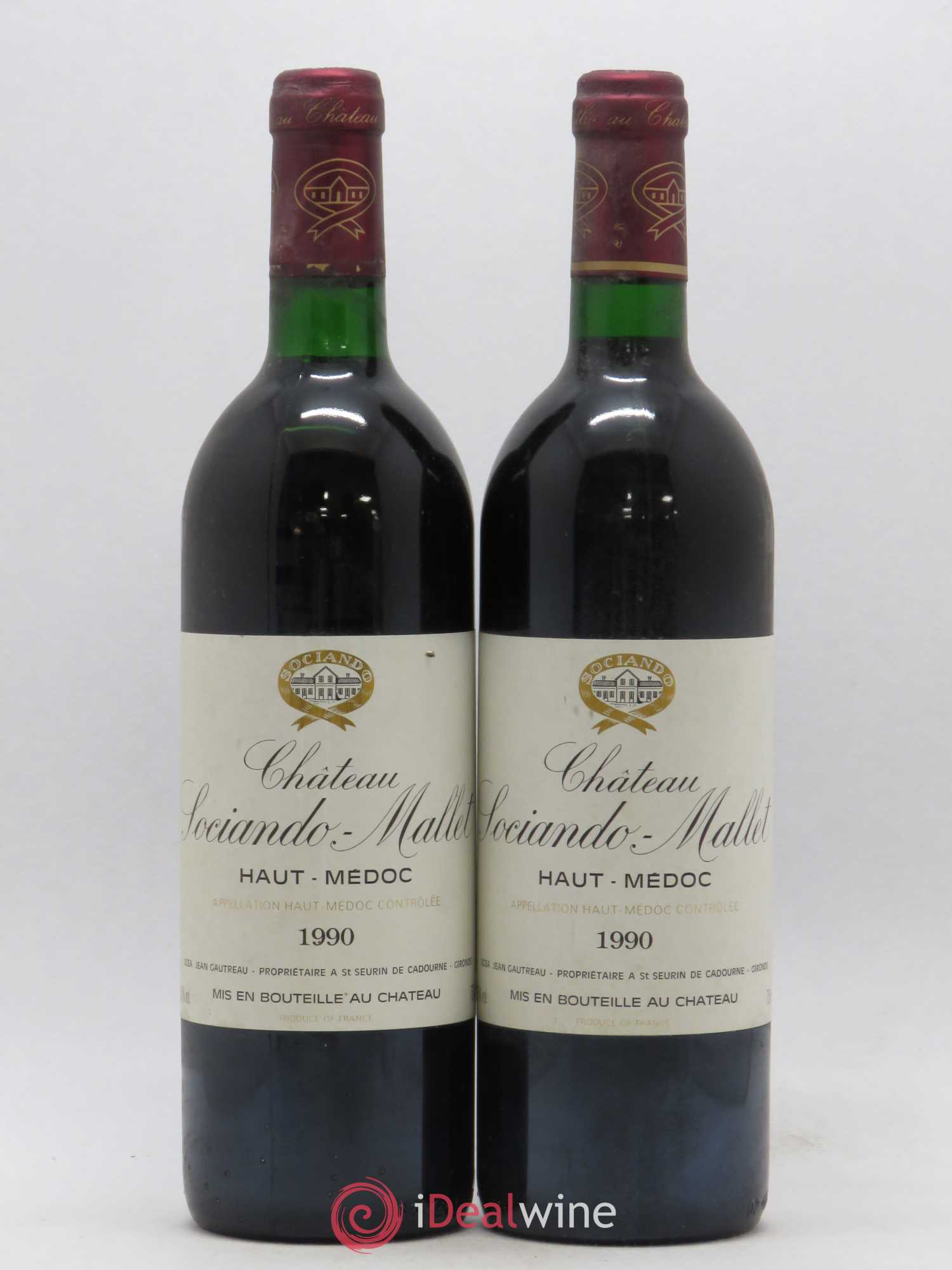 Château Sociando Mallet 1990 - Lot de 2 bouteilles - 0