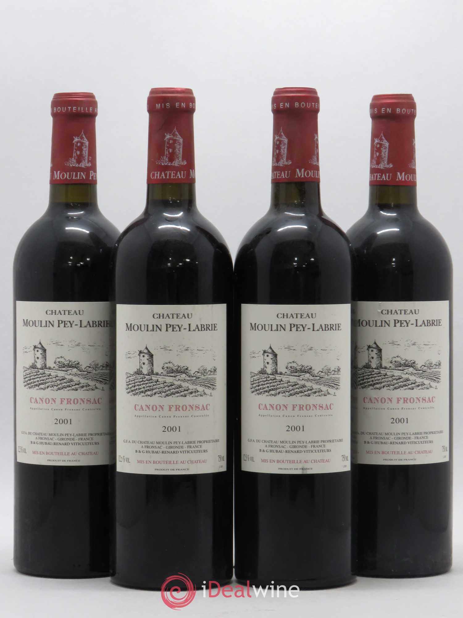 Château Moulin Pey-Labrie 2001 - Lot de 4 bouteilles - 0