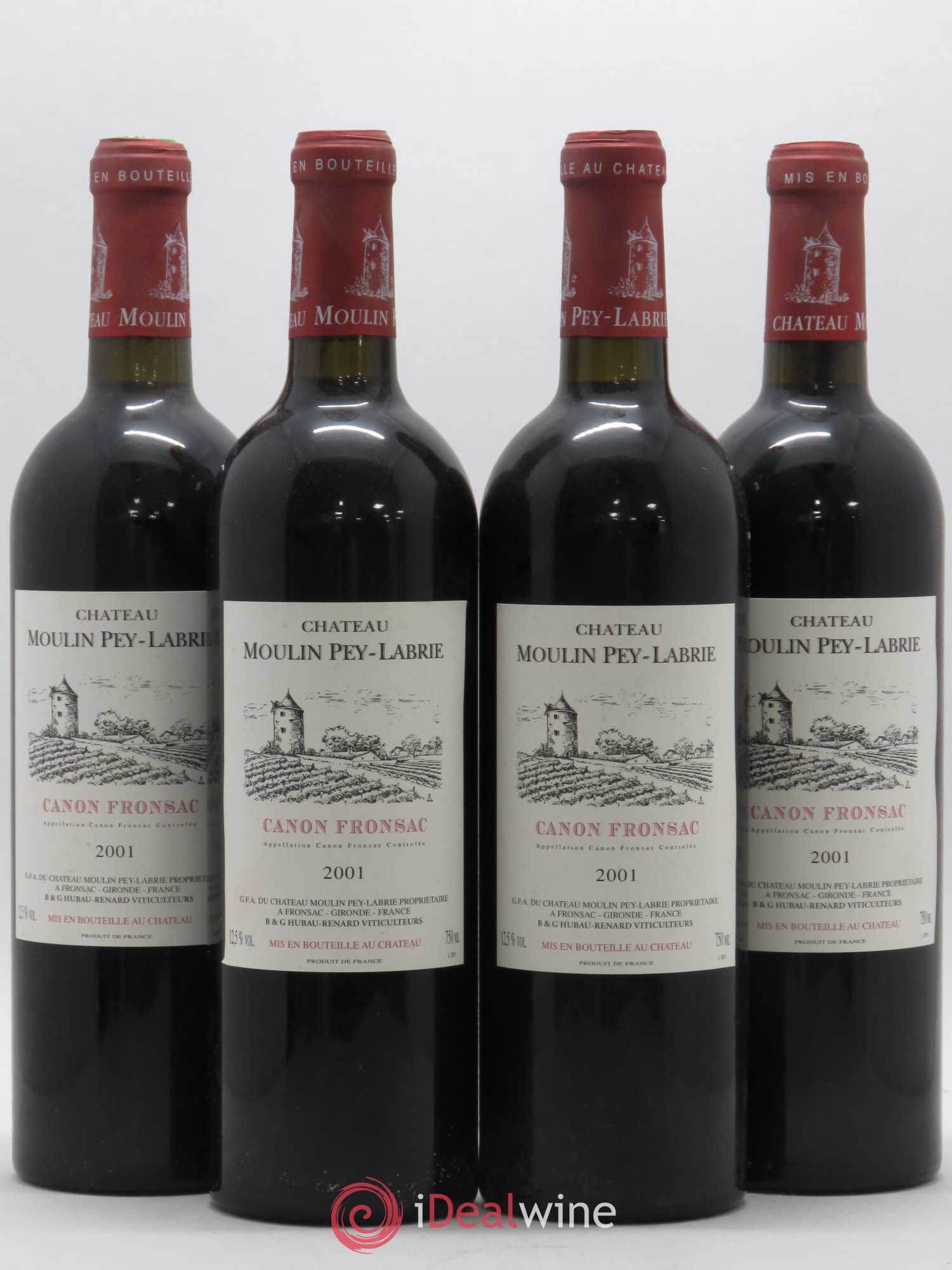 Château Moulin Pey-Labrie 2001 - Lot de 4 bouteilles - 0