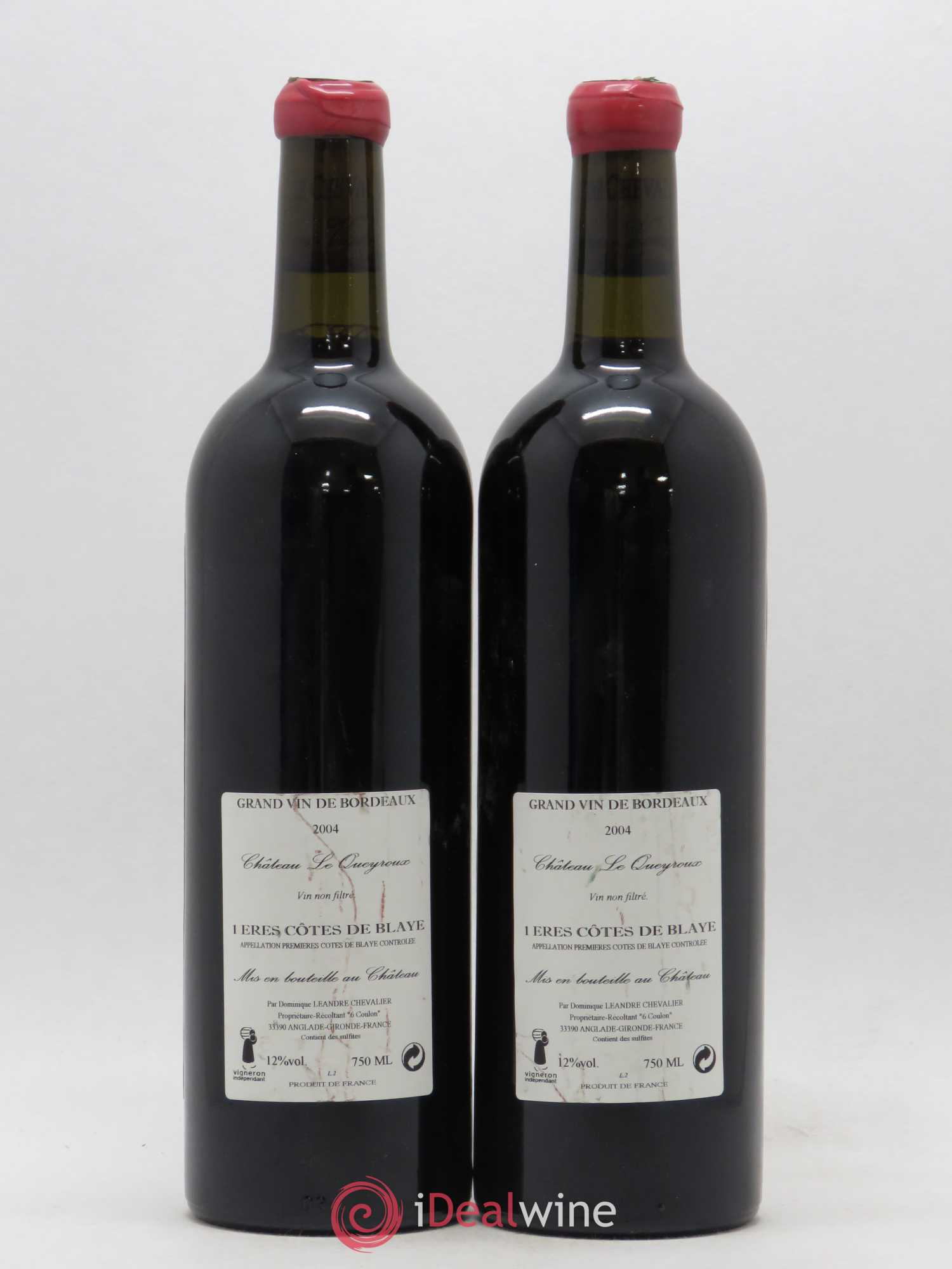 Premières-Côtes-de-Blaye (Blaye-Côtes-de-Bordeaux) Château Le Queyroux Le Joyau 2004 - Lotto di 2 bottiglie - 1