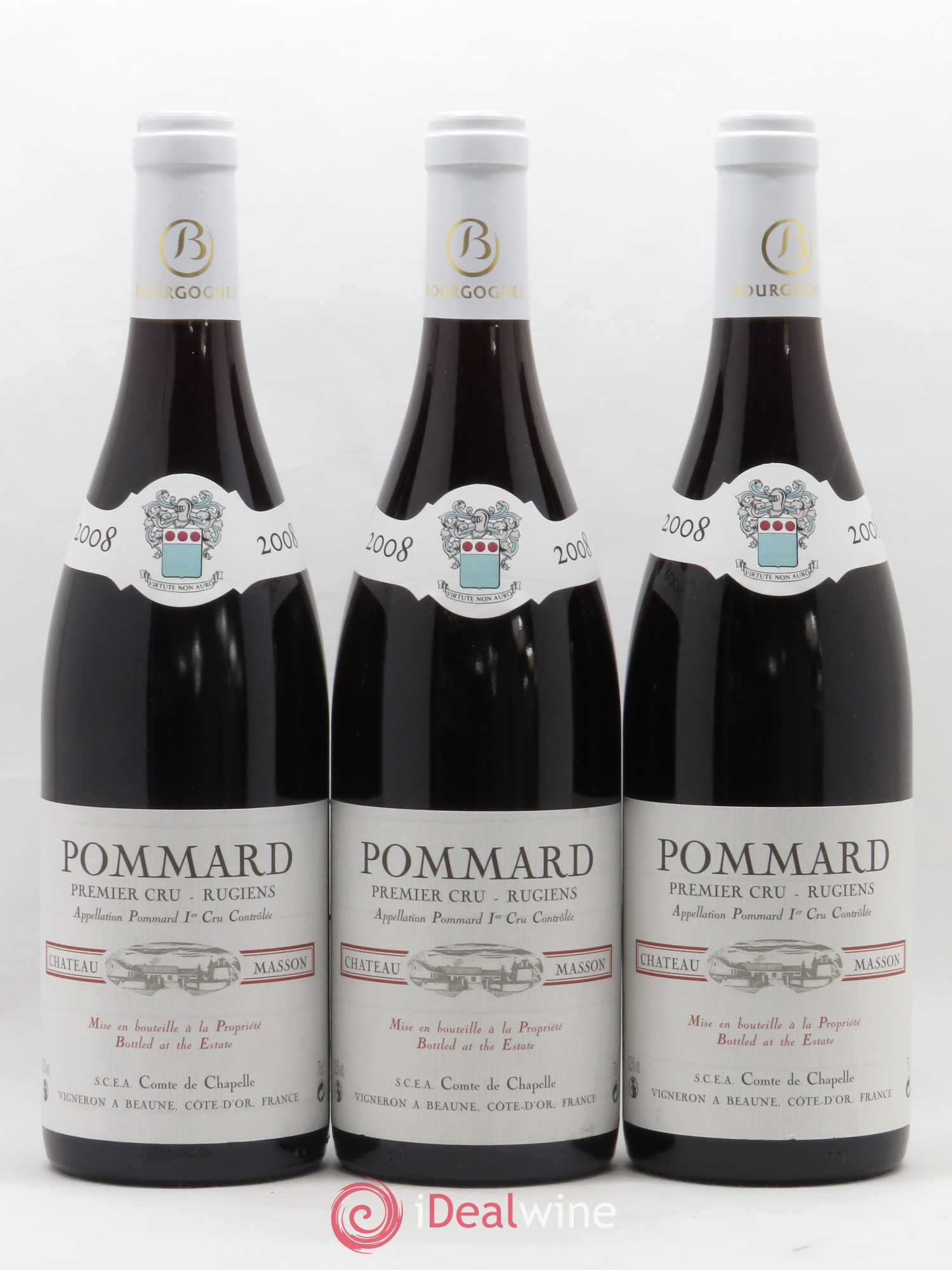 Pommard 1er Cru Rugiens Domaine Comte De Chapelle (sans prix de réserve) 2008 - Posten von 3 Flaschen - 0