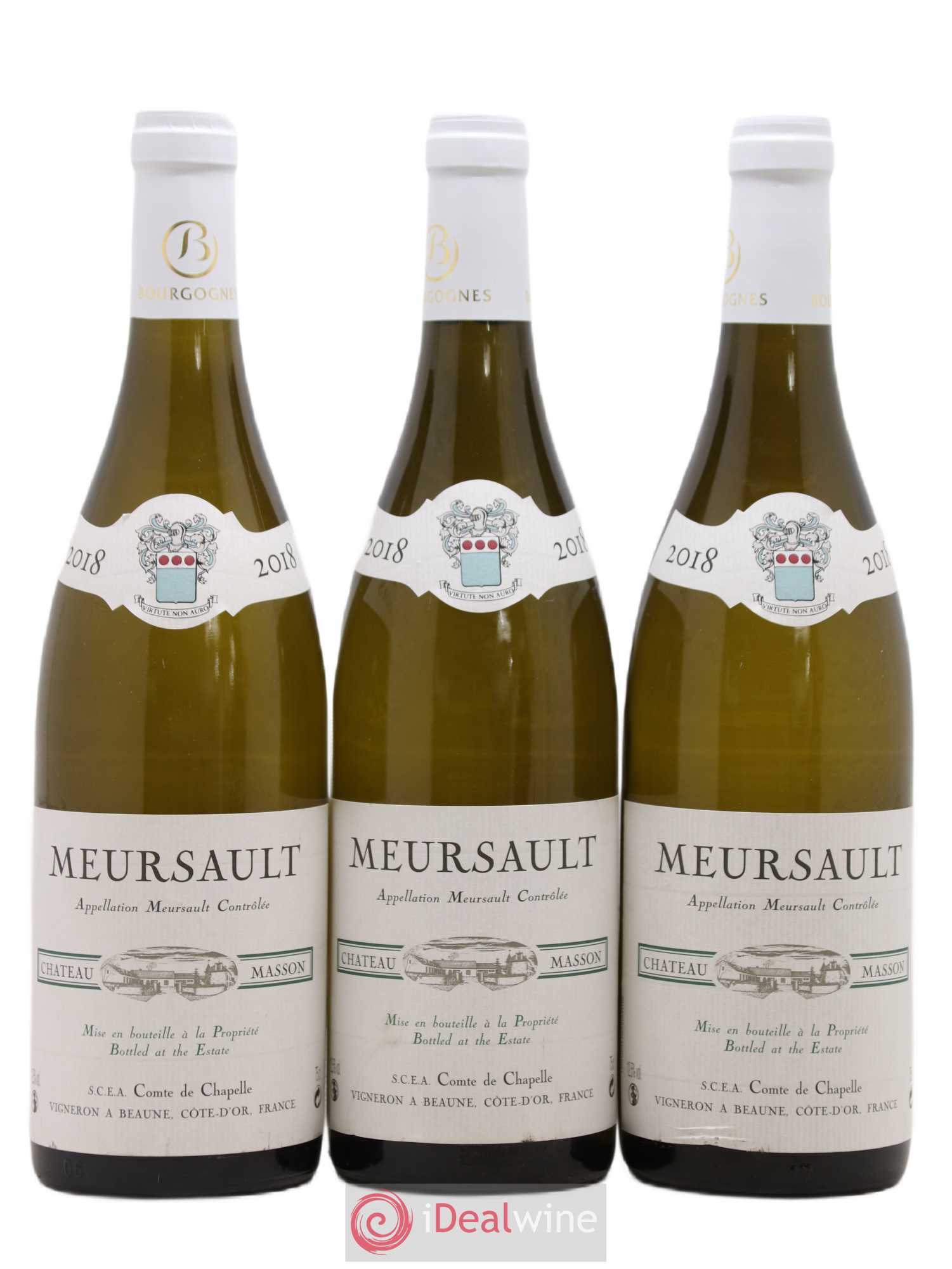 Meursault Domaine Comte de Chapelle (sans prix de réserve) 2018 - Posten von 3 Flaschen - 0