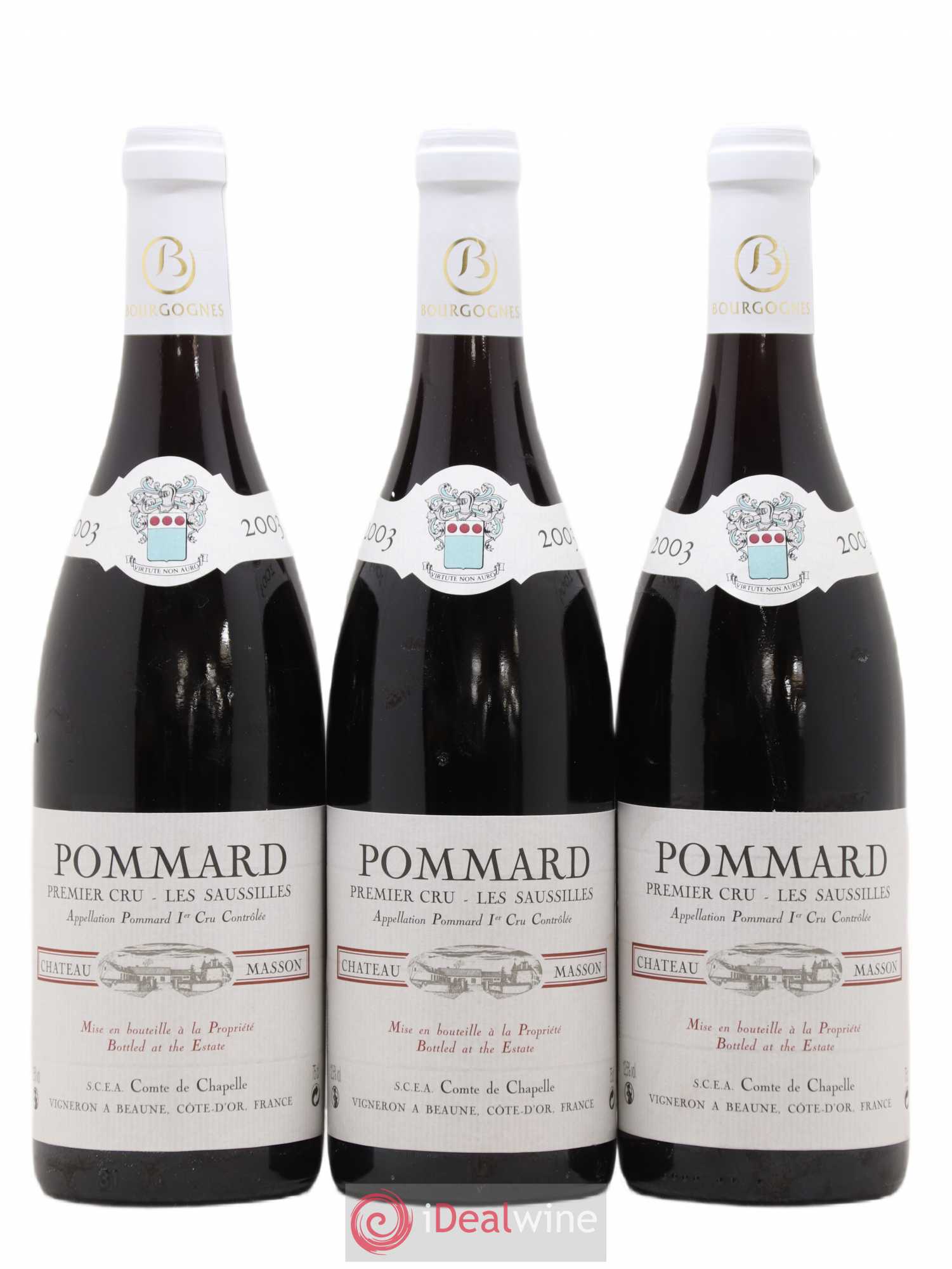 Pommard 1er Cru Les Saussilles Domaine Comte de Chapelle Chateau Masson (sans prix de réserve) 2003 - Posten von 3 Flaschen - 0
