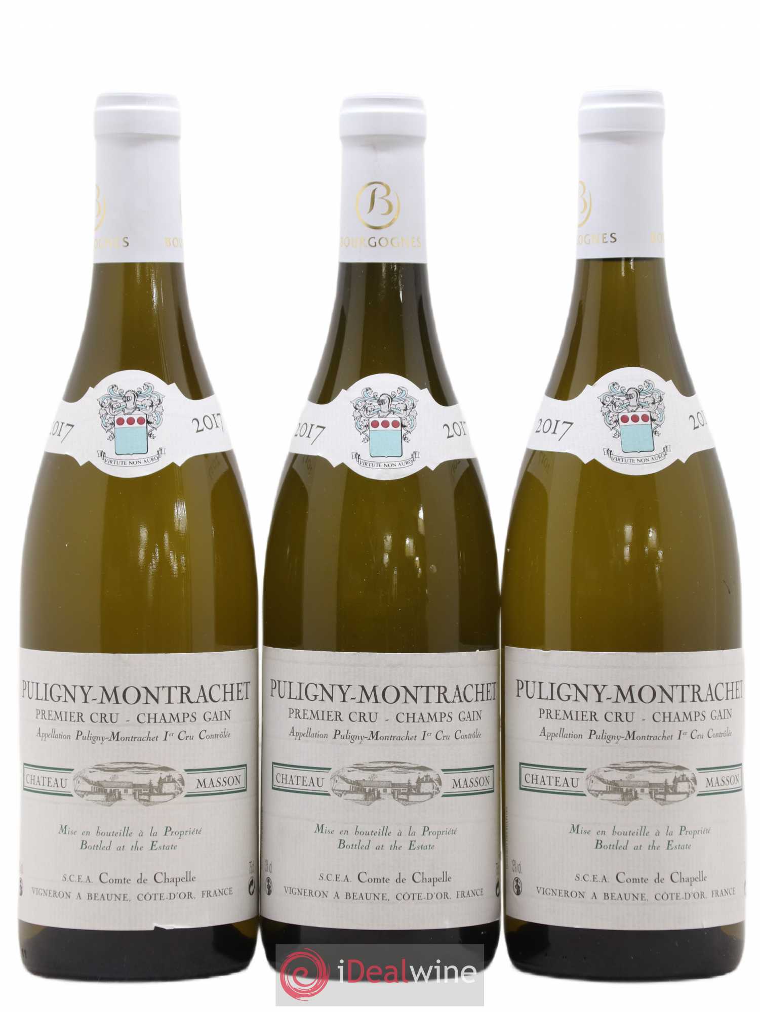 Puligny-Montrachet 1er Cru Champs Gain Domaine Comte de Chapelle Chateau Masson (sans prix de réserve) 2017 - Lotto di 3 bottiglie - 0