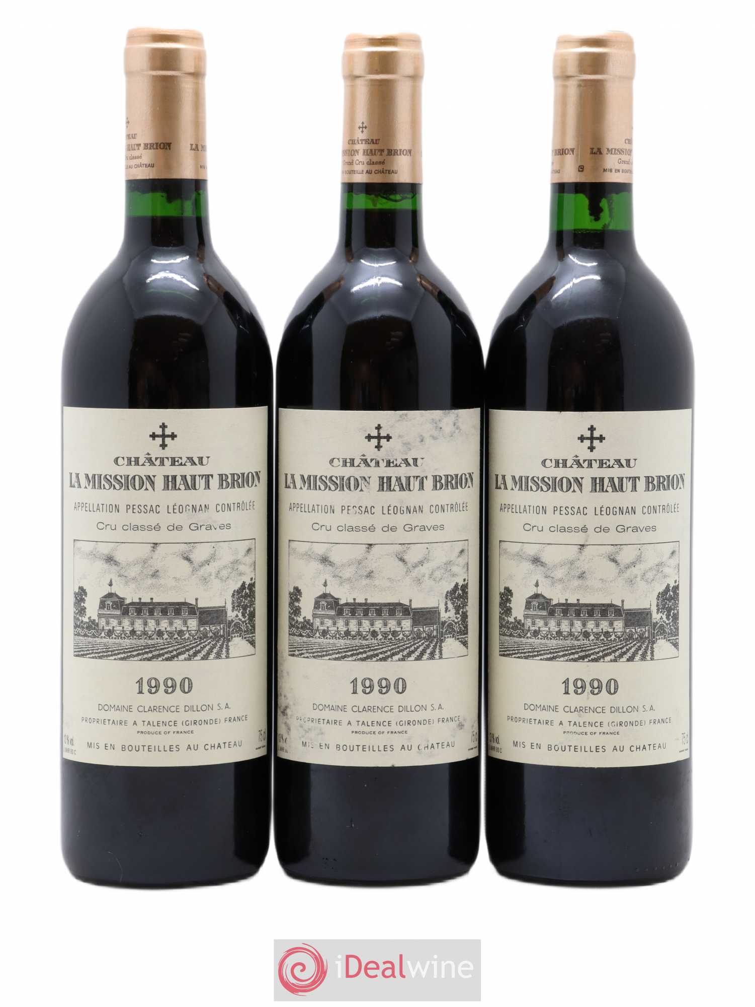 Château la Mission Haut-Brion Cru Classé de Graves 1990 - Lot de 3 bouteilles - 0