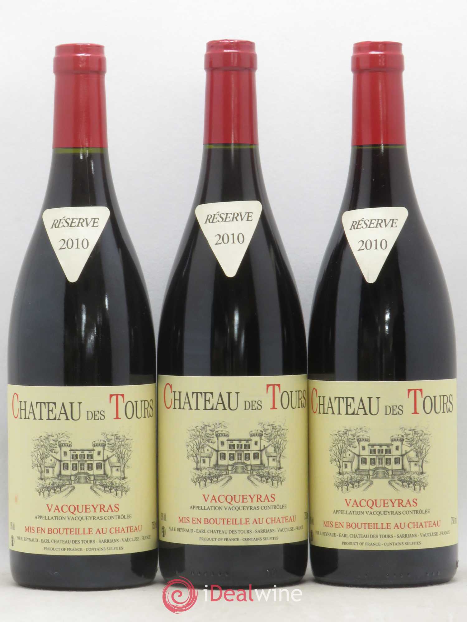 Vacqueyras Château des Tours Emmanuel Reynaud 2010 - Lot de 3 bouteilles - 0