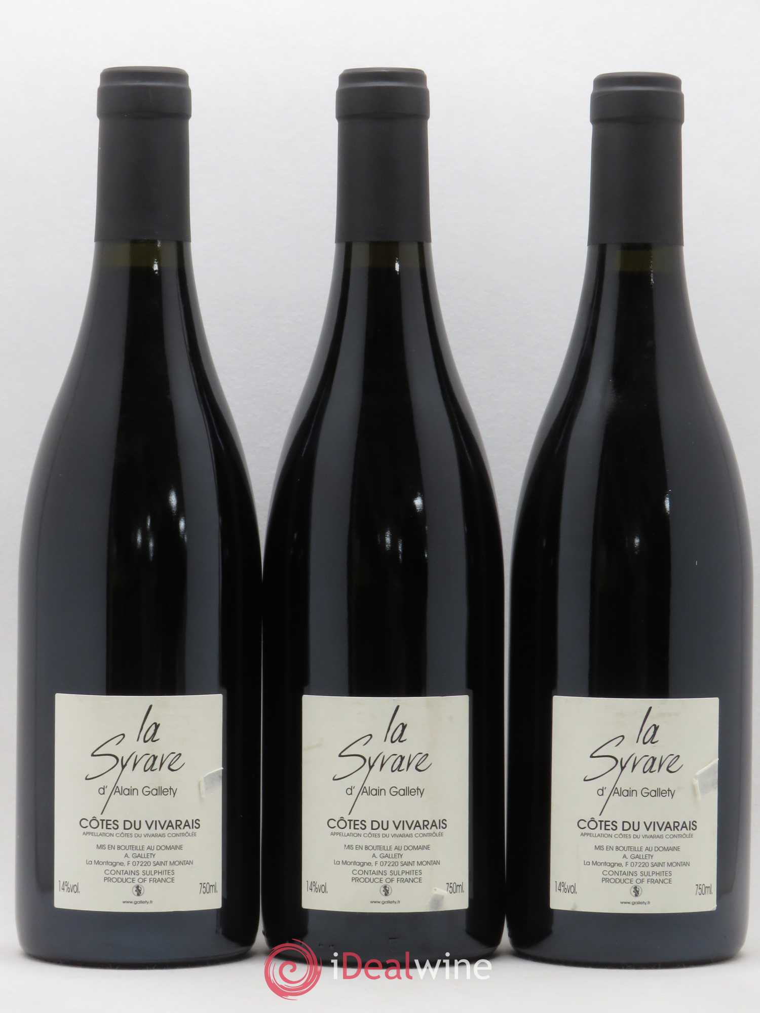 Côtes du Vivarais La Syrare Gallety (Domaine) 2008 - Lot de 3 bouteilles - 1