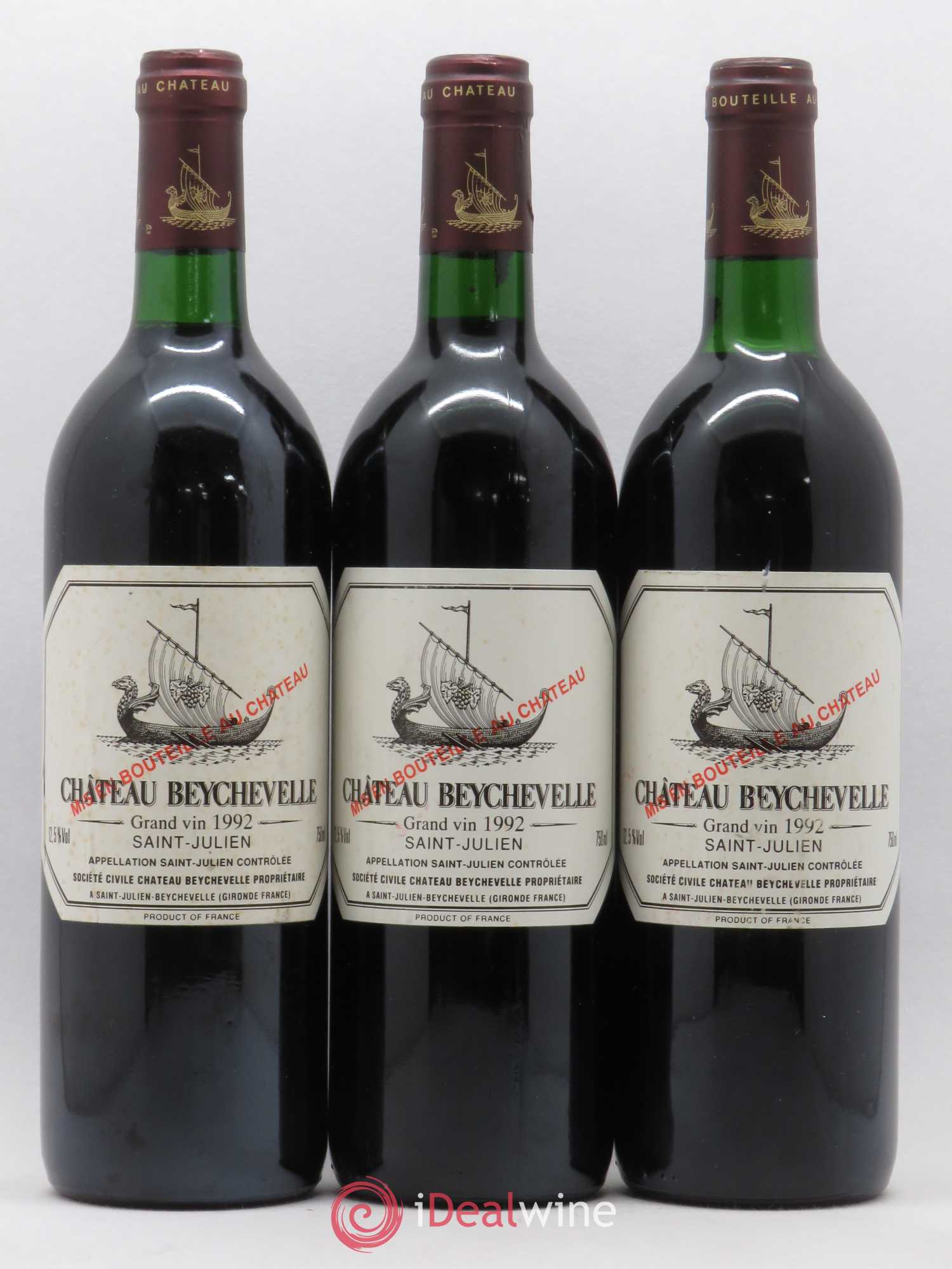 Château Beychevelle 4ème Grand Cru Classé 1992 - Lot de 3 bouteilles - 0