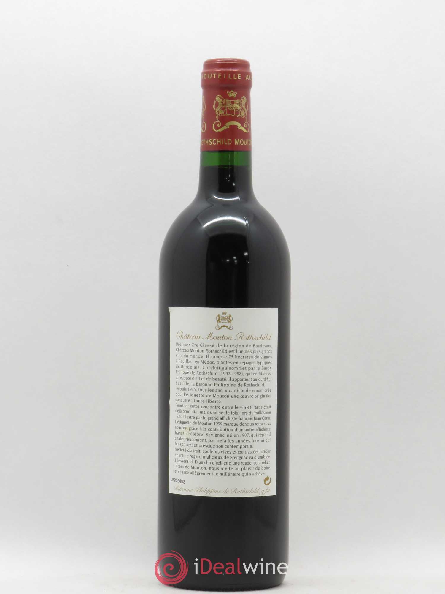 Château Mouton Rothschild 1er Grand Cru Classé 1999 - Lot de 1 bouteille - 1
